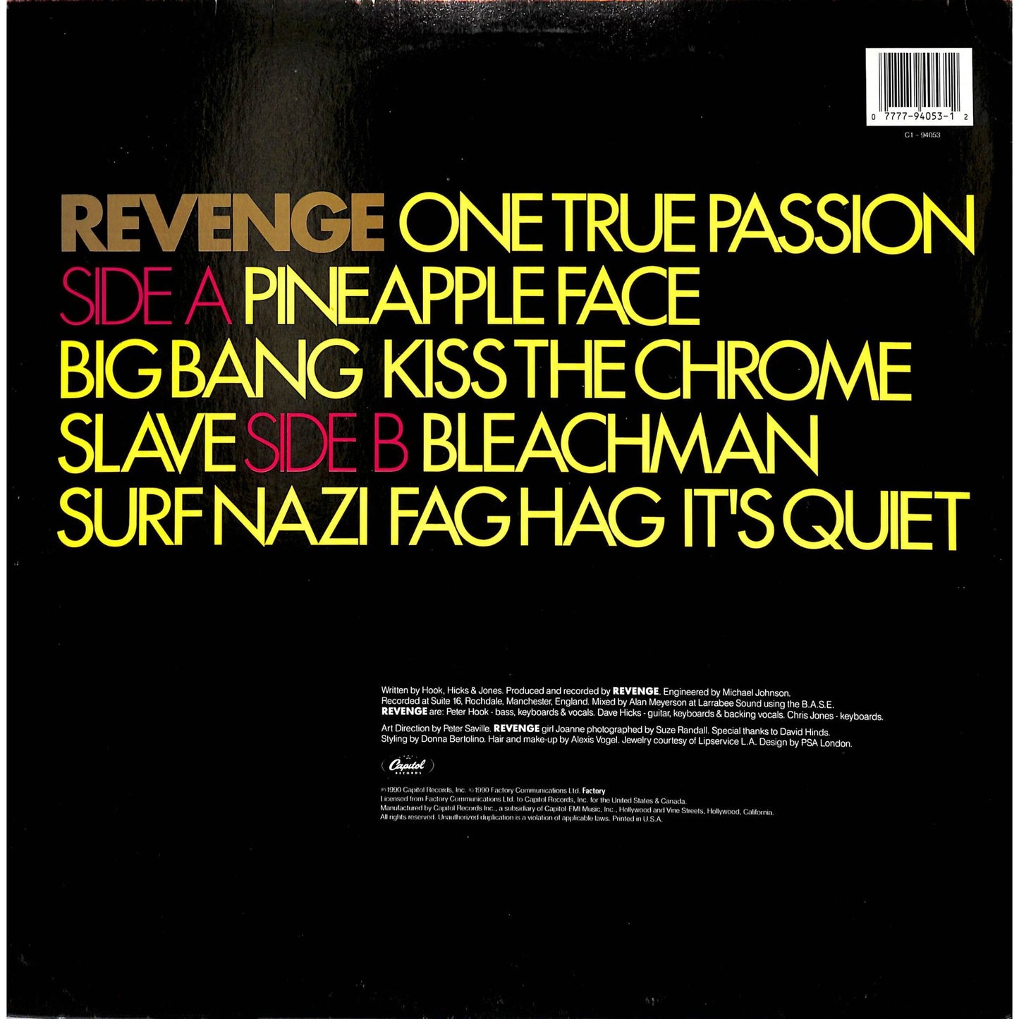 Revenge - One True Passion Vinyl Record C1-94053