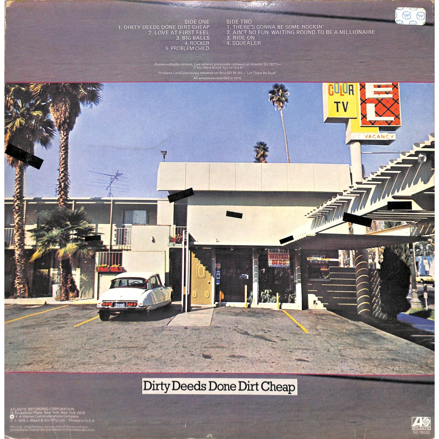 AC/DC - Dirty Deeds Done Dirt Cheap Vinyl Record SD 16033
