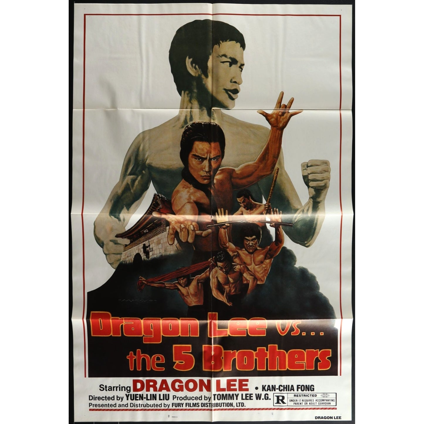 Dragon Lee VS. The 5 Brothers (1978) Original Movie Poster Folded 27x41EM8-437