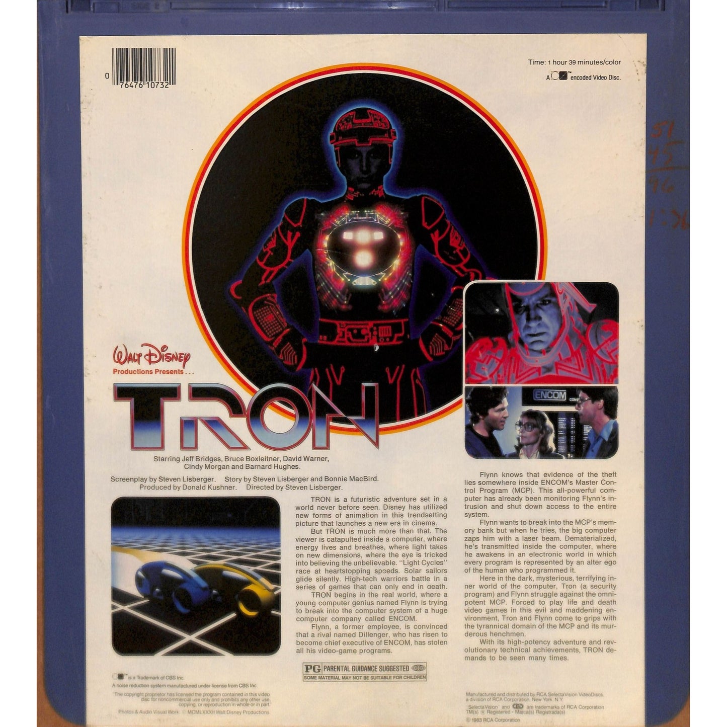 Tron (1982) Vintage CED RCA SelectaVision Videodisc TESTEDWORKING