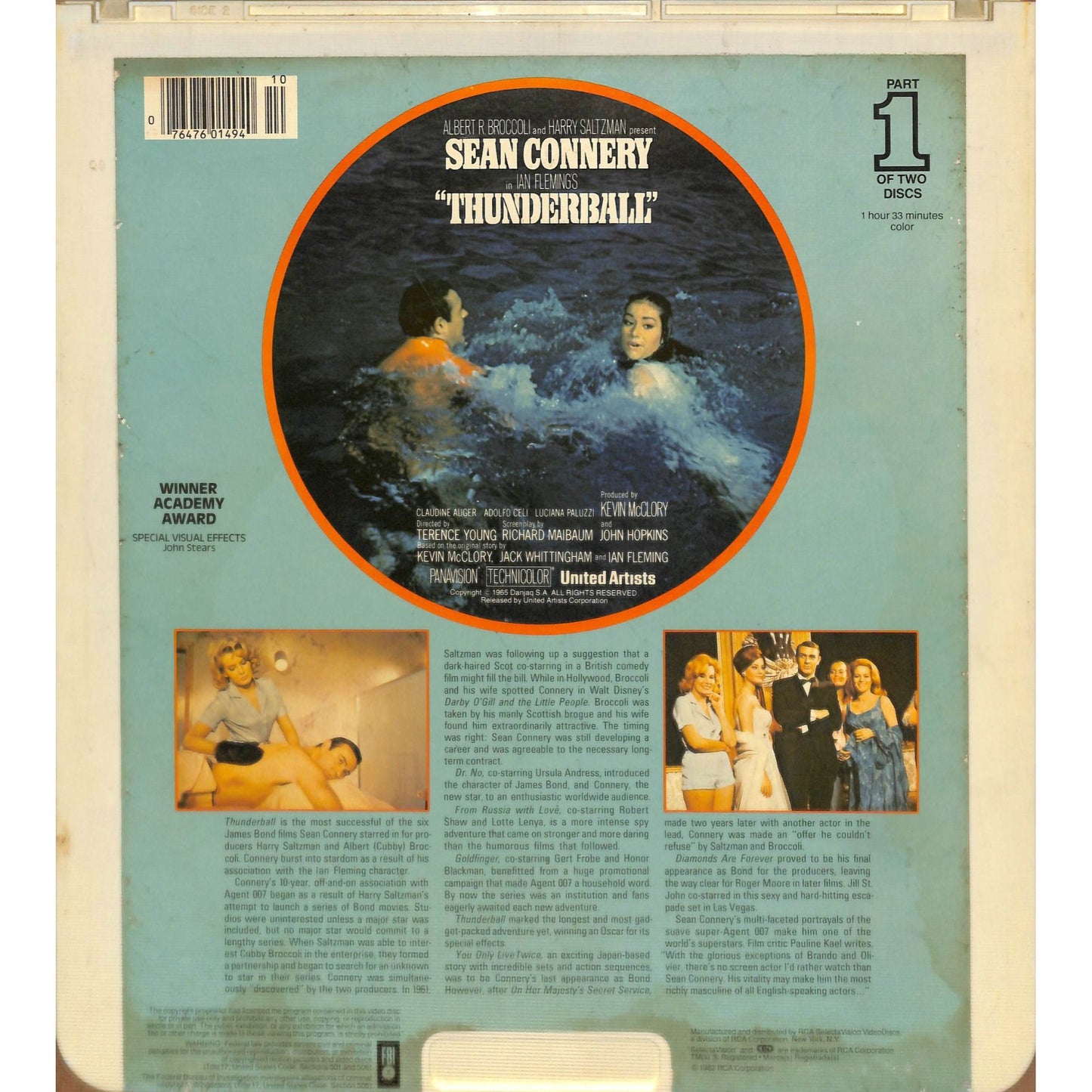 Thunderball Parts 1 & 2 (1965) Vintage CED Videodisc TESTED WORKING