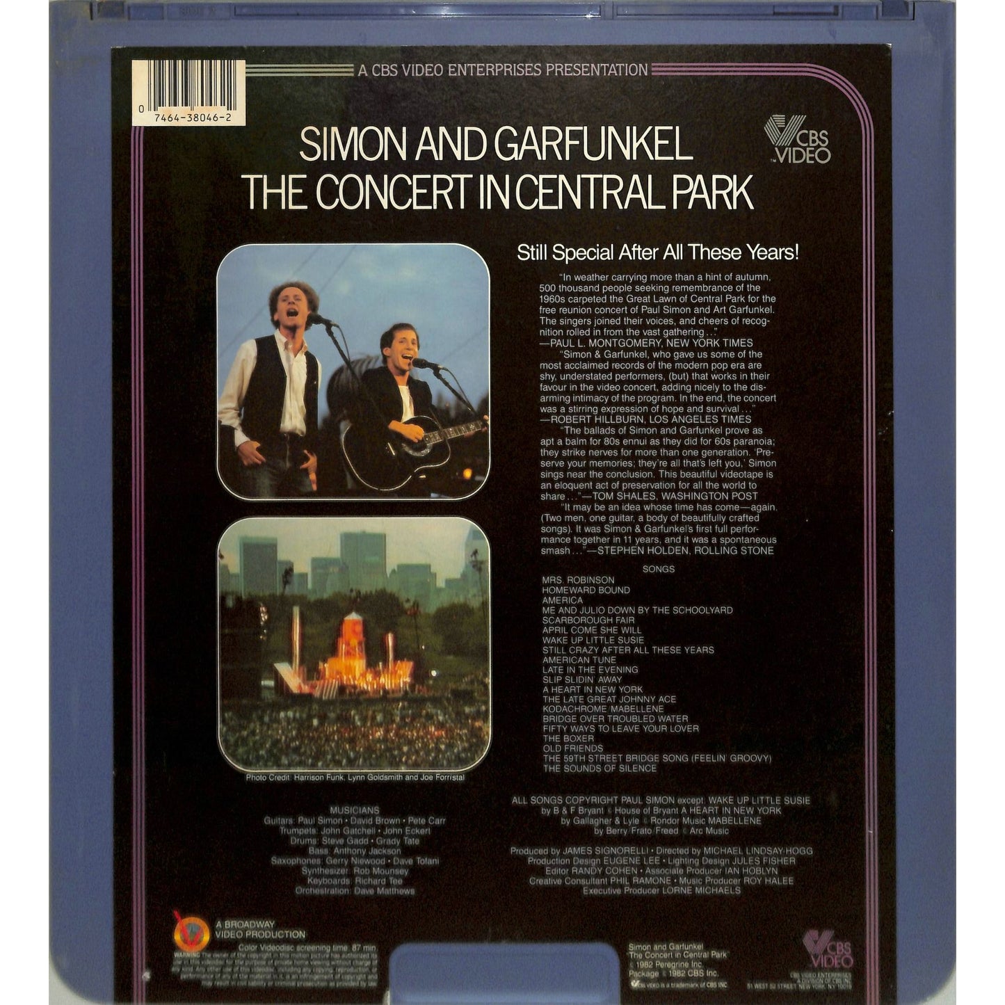 Simon & Garfunkel's Concert in Central Park (1981) CED Videodisc TESTED WORKING