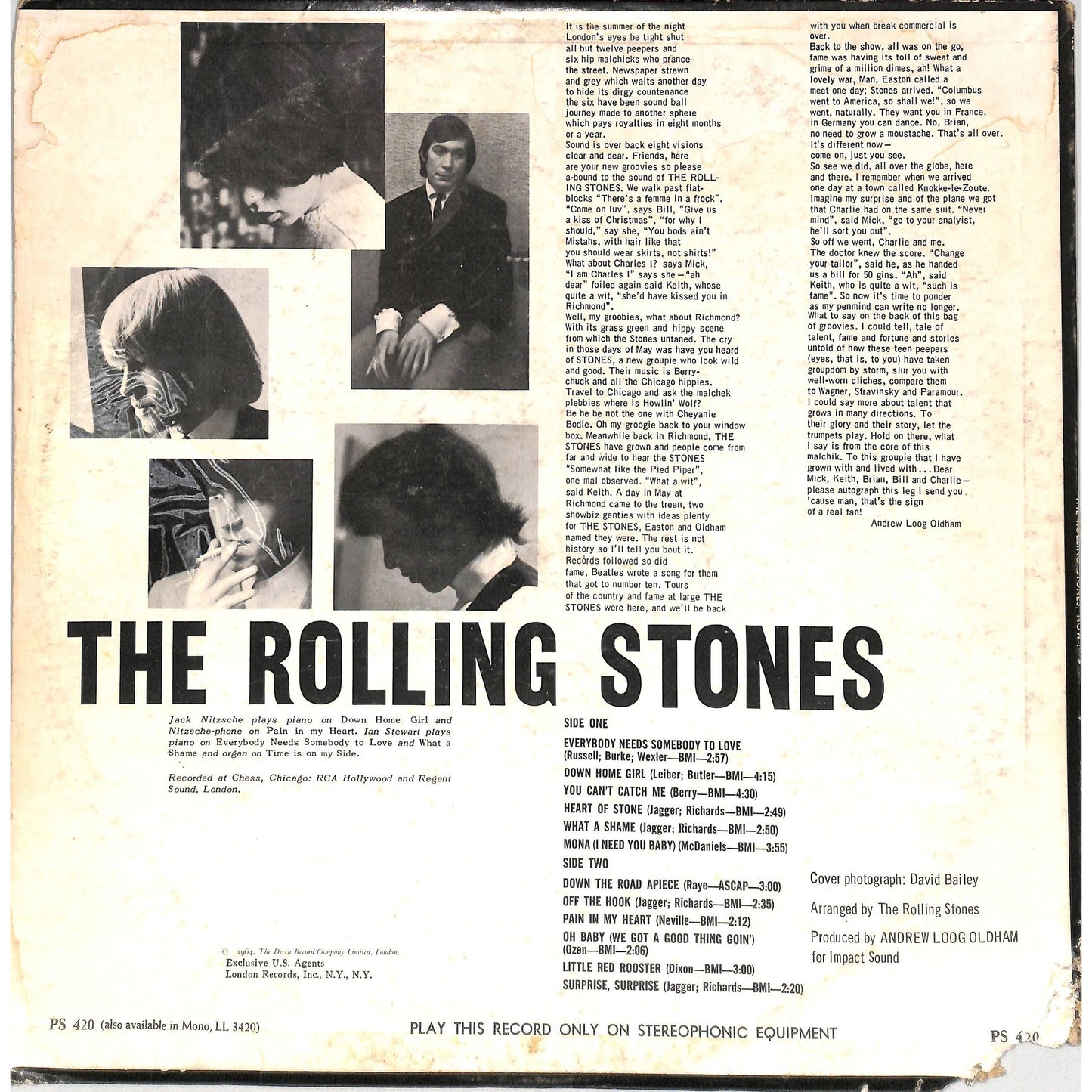 The Rolling Stones - The Rolling Stones, Now! Vinyl Record PS 420