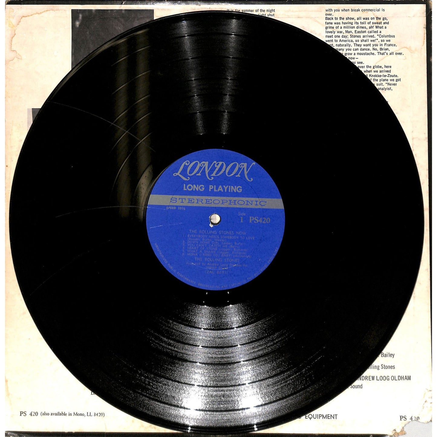 The Rolling Stones - The Rolling Stones, Now! Vinyl Record PS 420