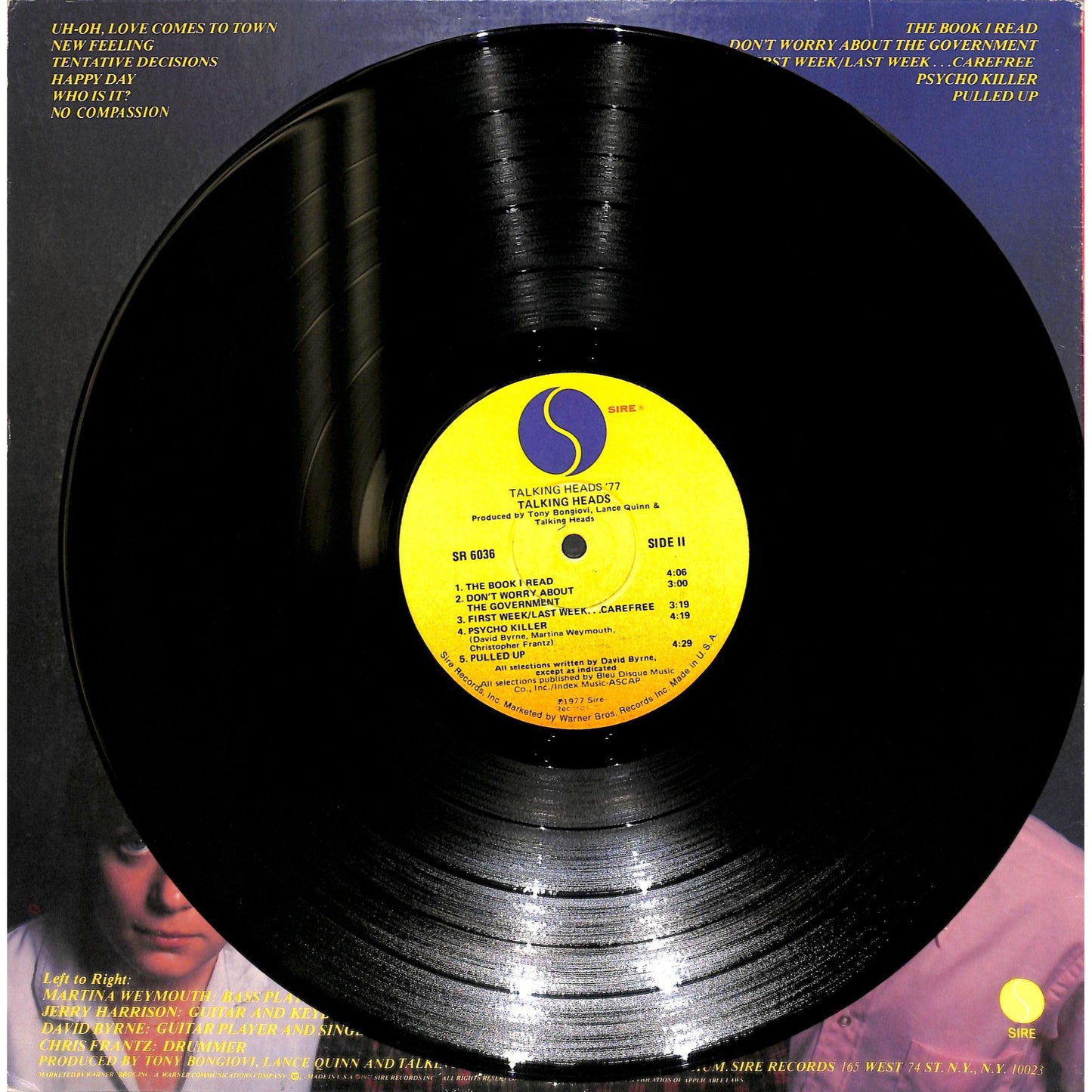 Talking Heads: 77 Vinyl Record SR 6036