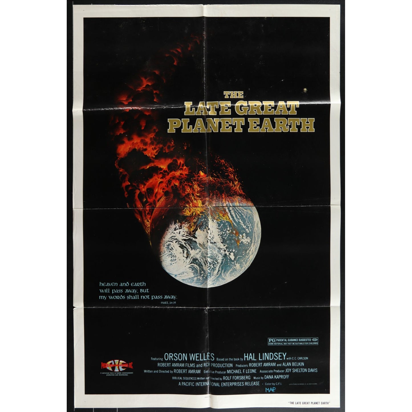 The Late Great Planet Earth (1978) Original Movie Poster Folded 27x41