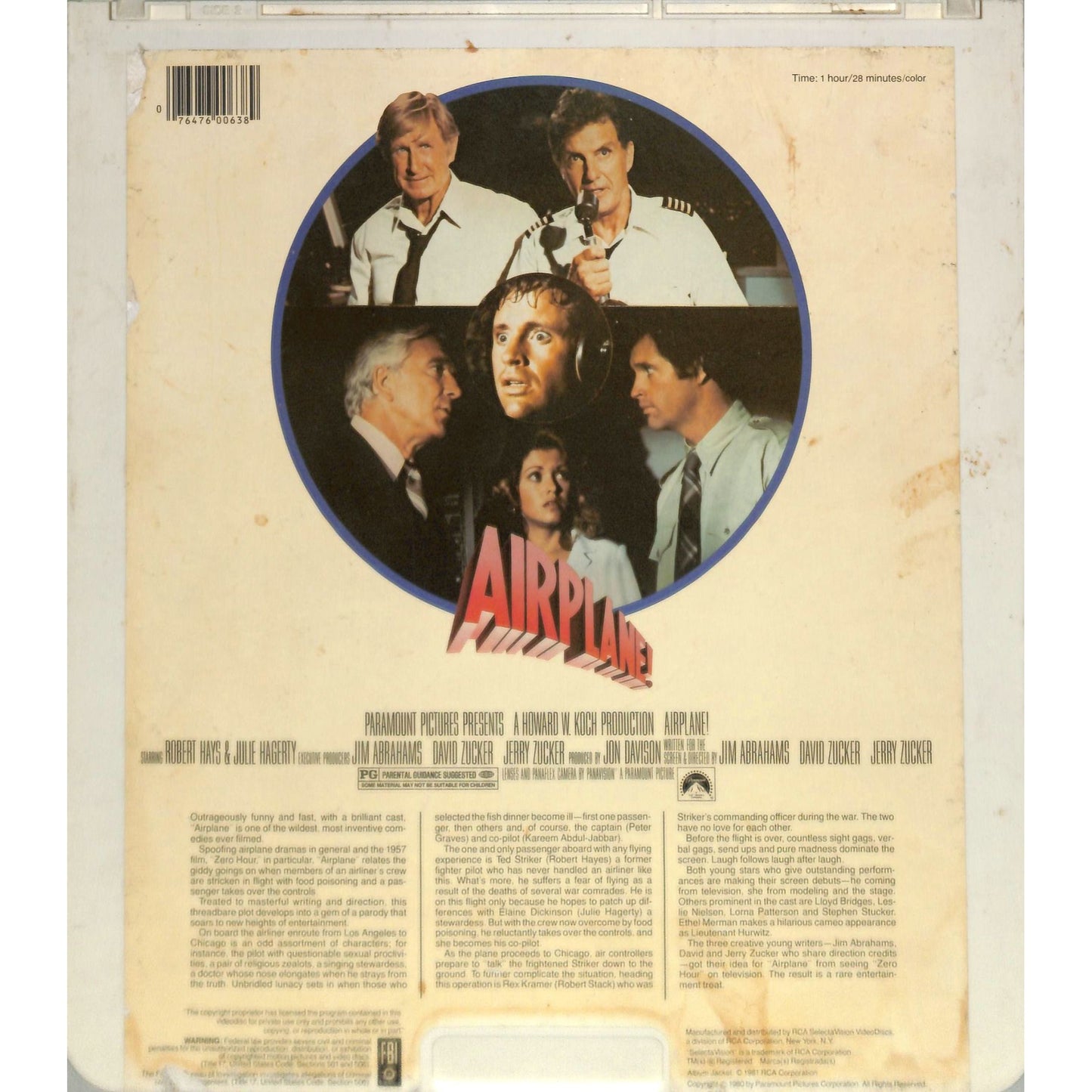 Airplane (1980) Vintage CED Videodisc TESTED WORKING