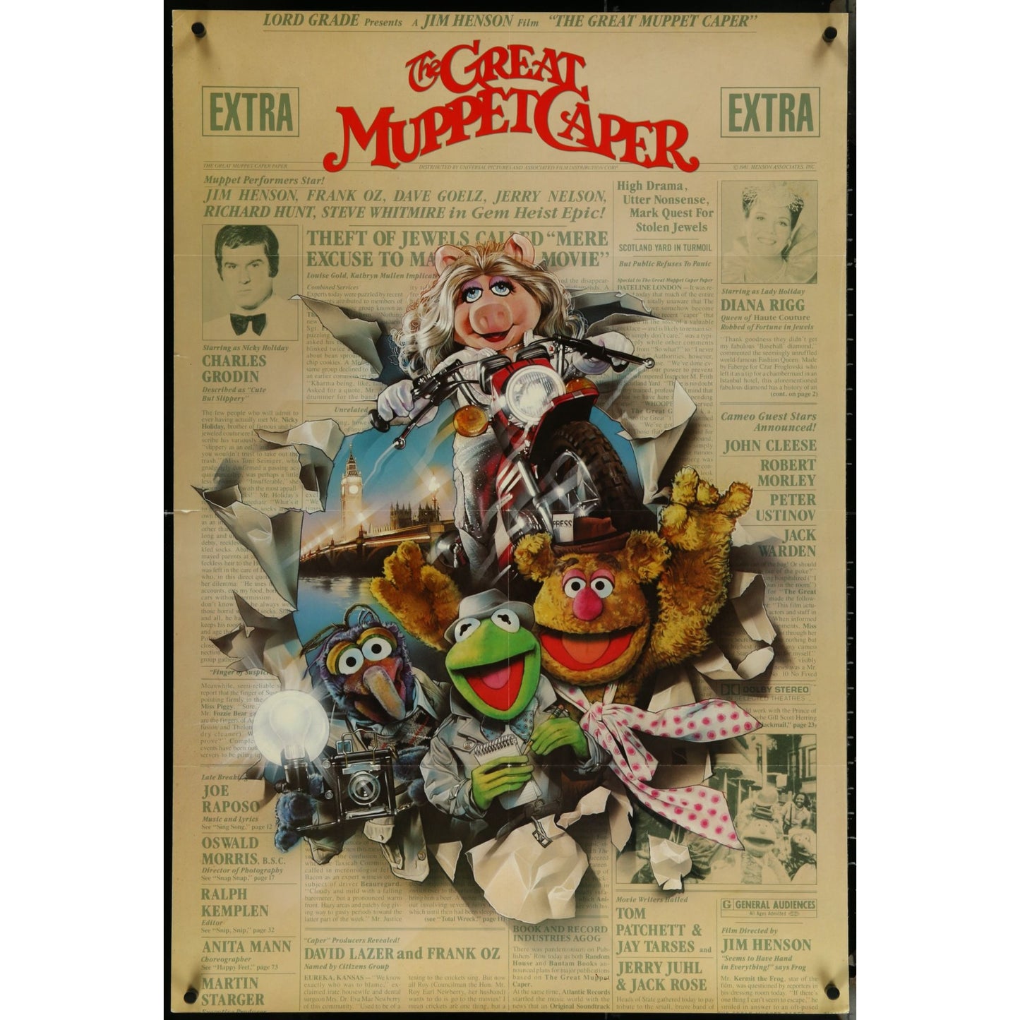 The Great Muppet Caper (1981) Original Movie Poster Folded 27x41