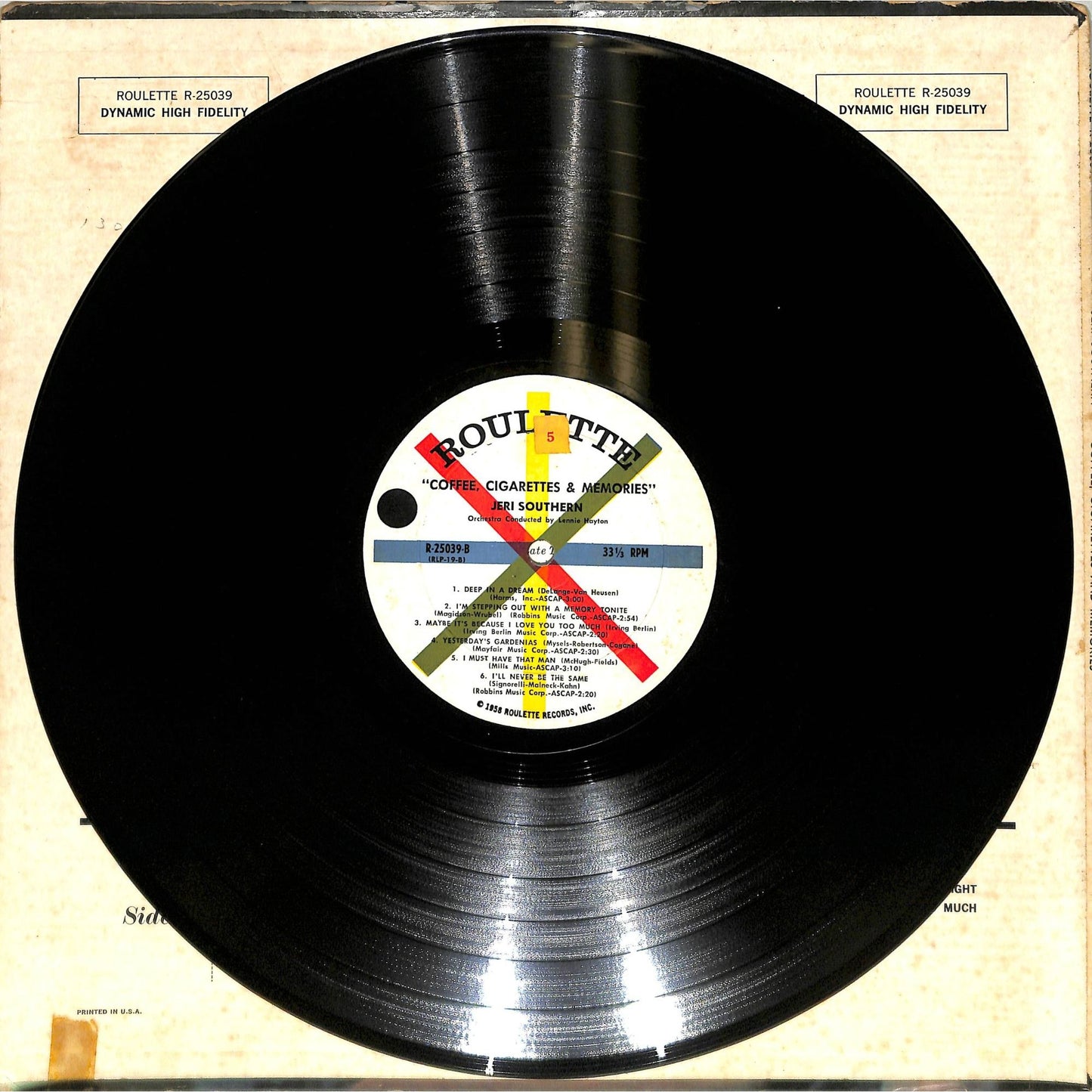 Jeri Southern - Coffee, Cigarettes & Memories (1958) Vinyl Record R-25039