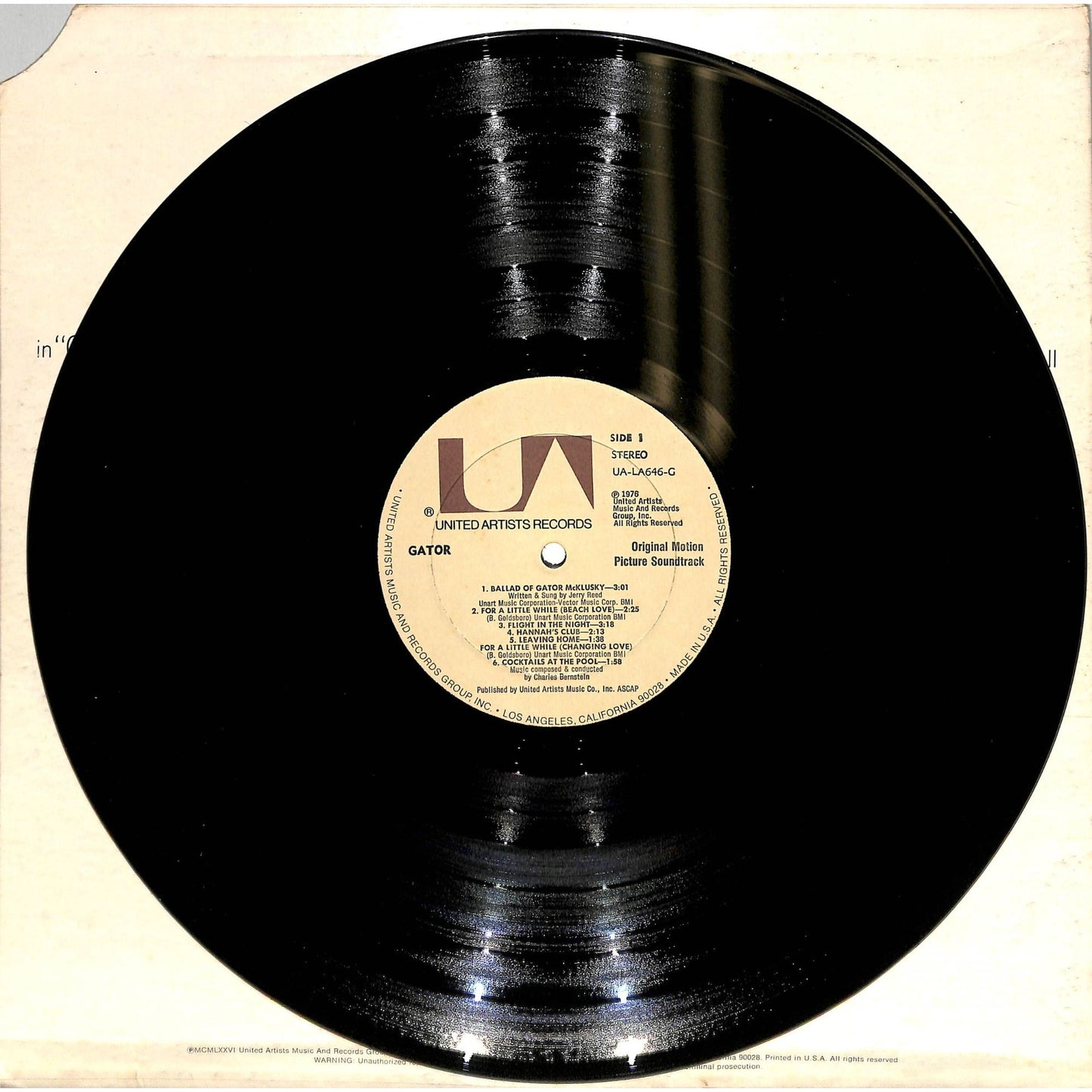 Gator (Original Motion Picture Soundtrack) 1976 Vinyl Record UA-LA646-G
