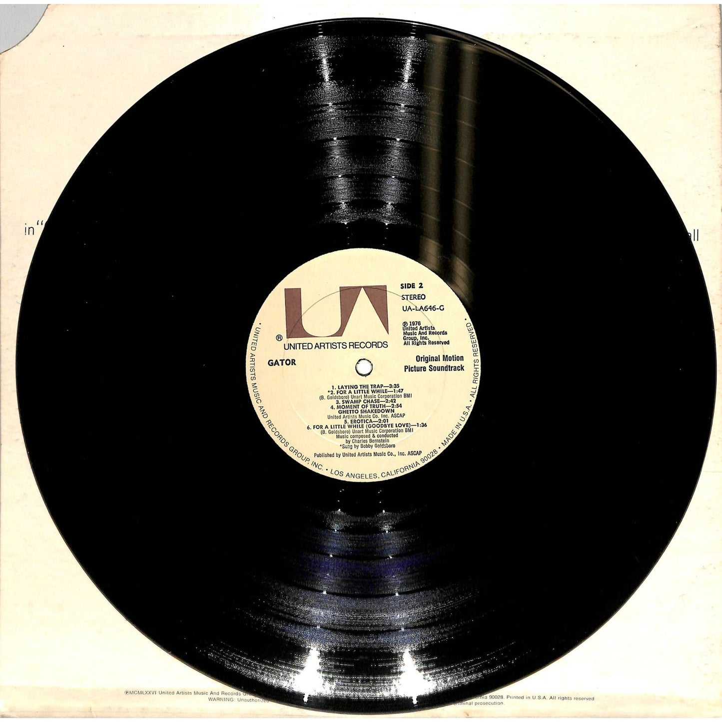 Gator (Original Motion Picture Soundtrack) 1976 Vinyl Record UA-LA646-G