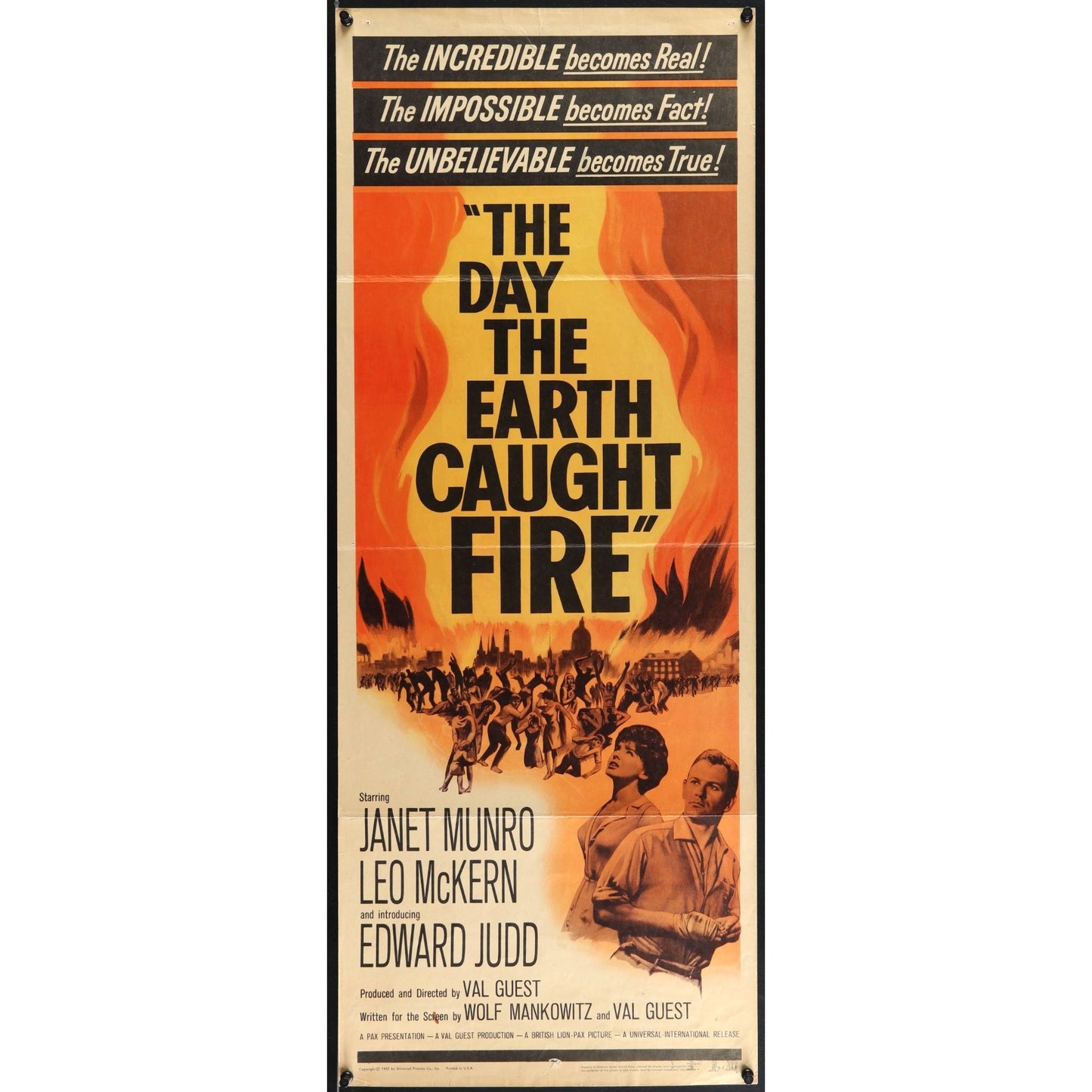 The Day the Earth Caught Fire (1962) Original Insert Movie Poster Rolled 14x36