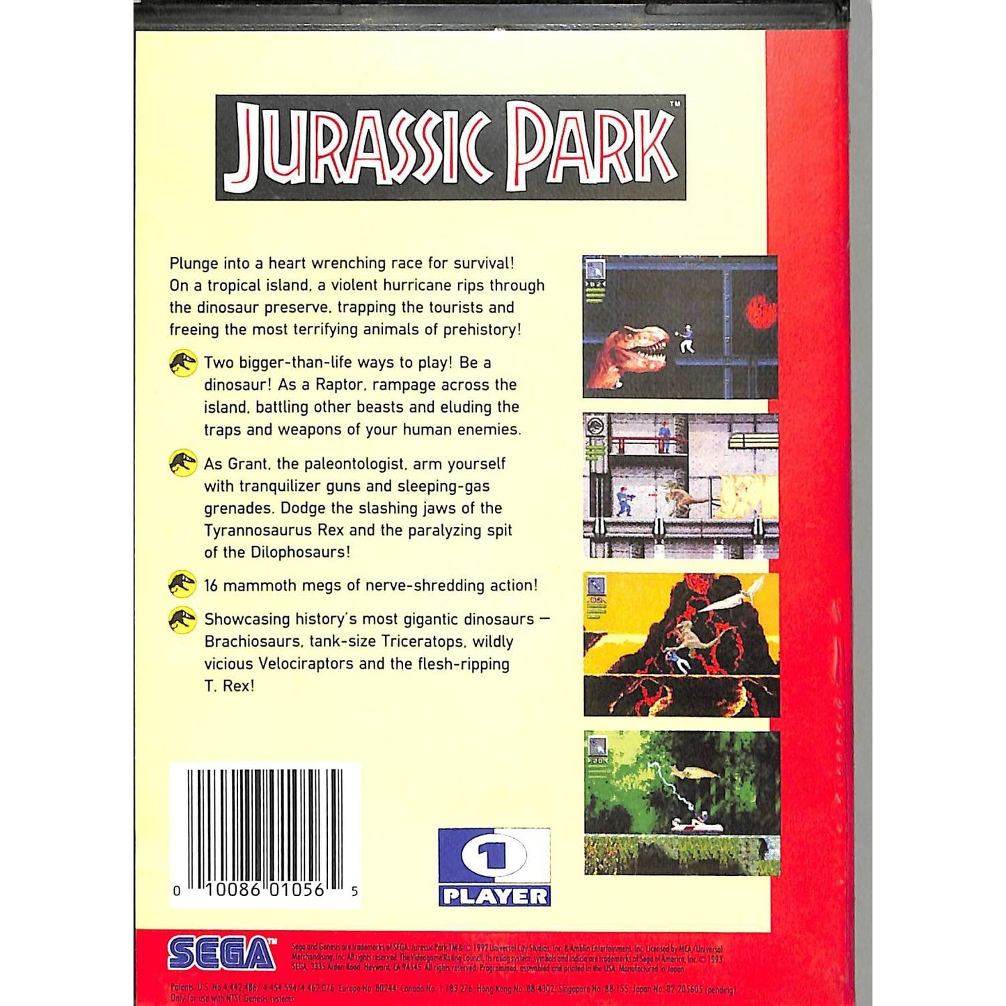 Jurassic Park (1993) Sega Genesis Cartridge in Original Case