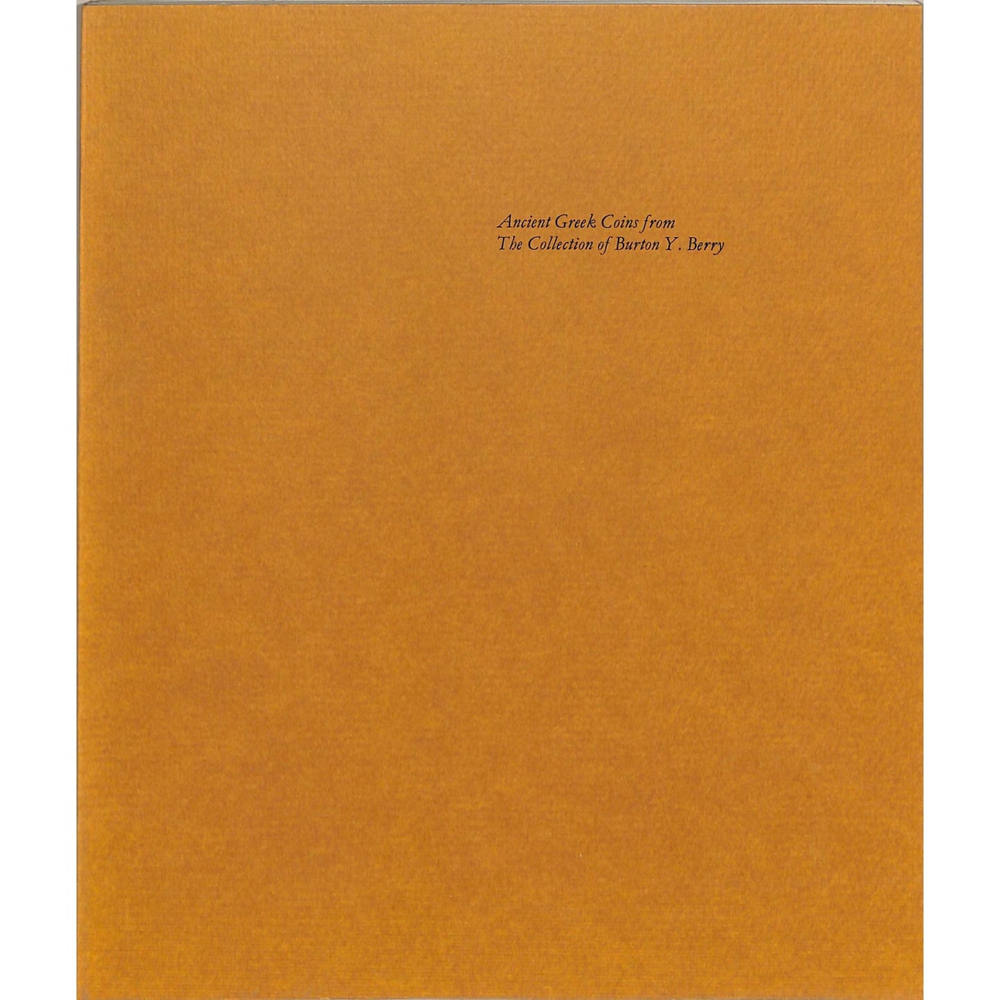 Ancient Greek Coins Catalog by Burton Y. Berry, 1972 Catalog