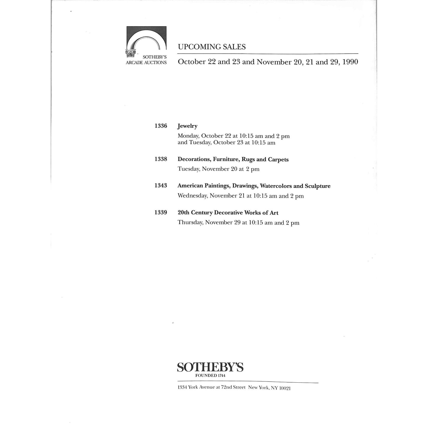 Sotheby's Modern & Contemporary Art Auction Catalog October 10, 1990