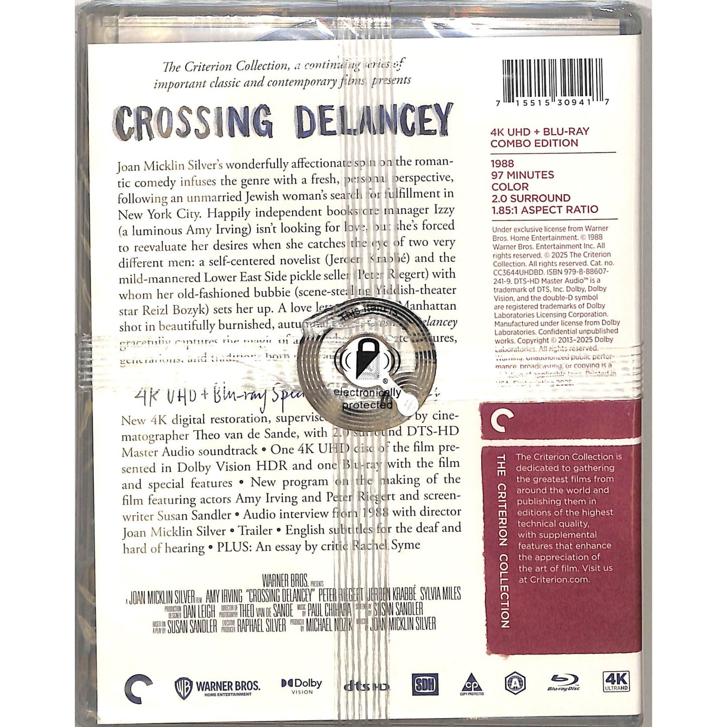 Crossing Delancey (1988) The Criterion Collection Sealed Blu Ray Disc
