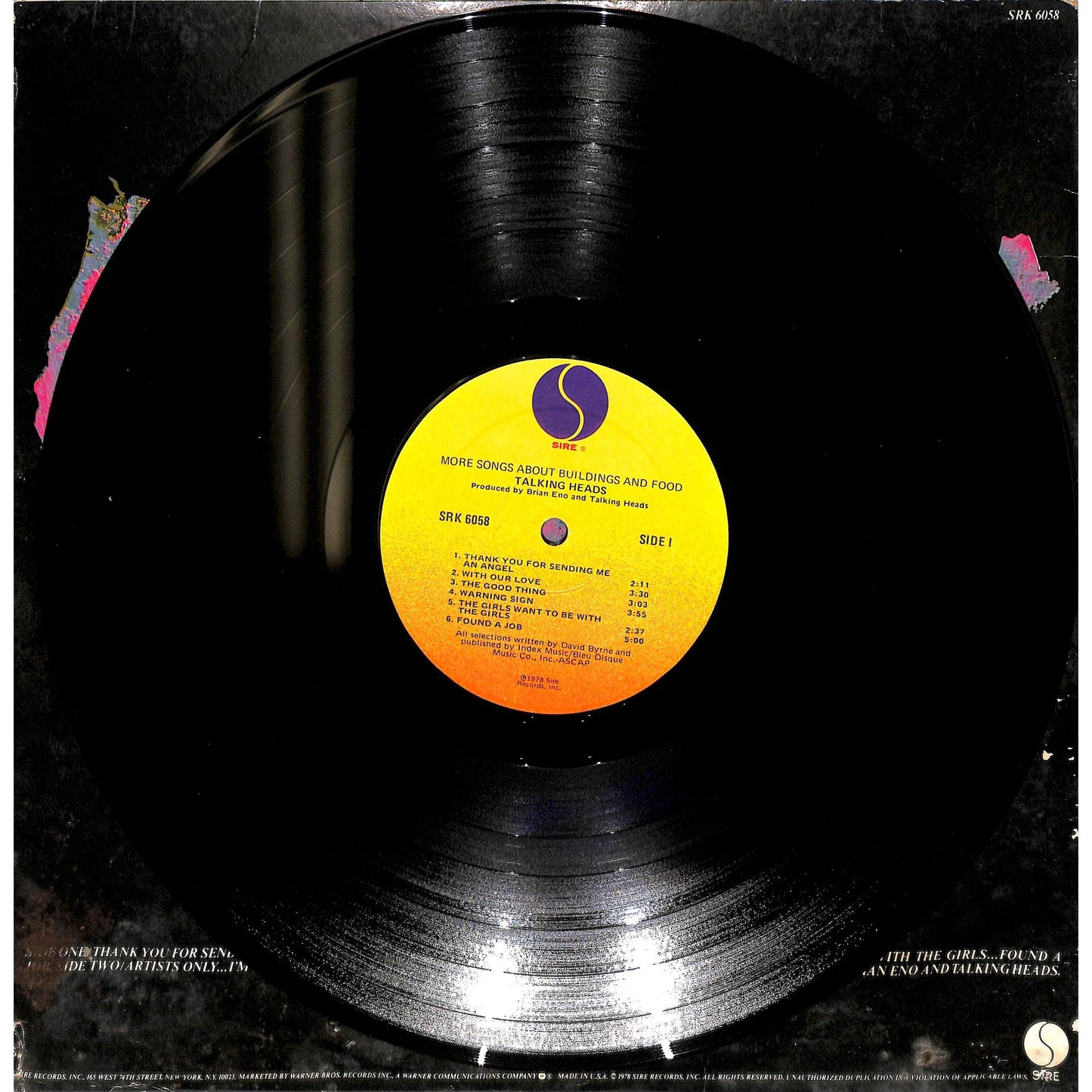 Talking Heads - More Songs About Food and Buildings Vinyl Record SRK 6058
