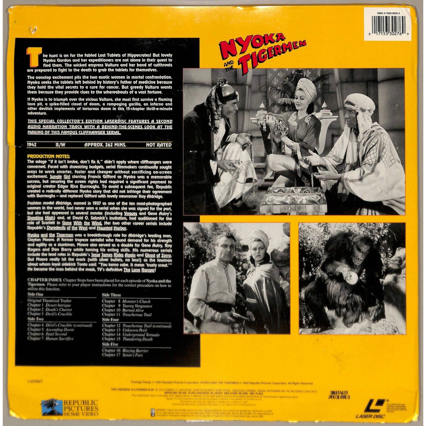 Nyoka and the Tigermen (1942) 3-disc Laserdisc Set