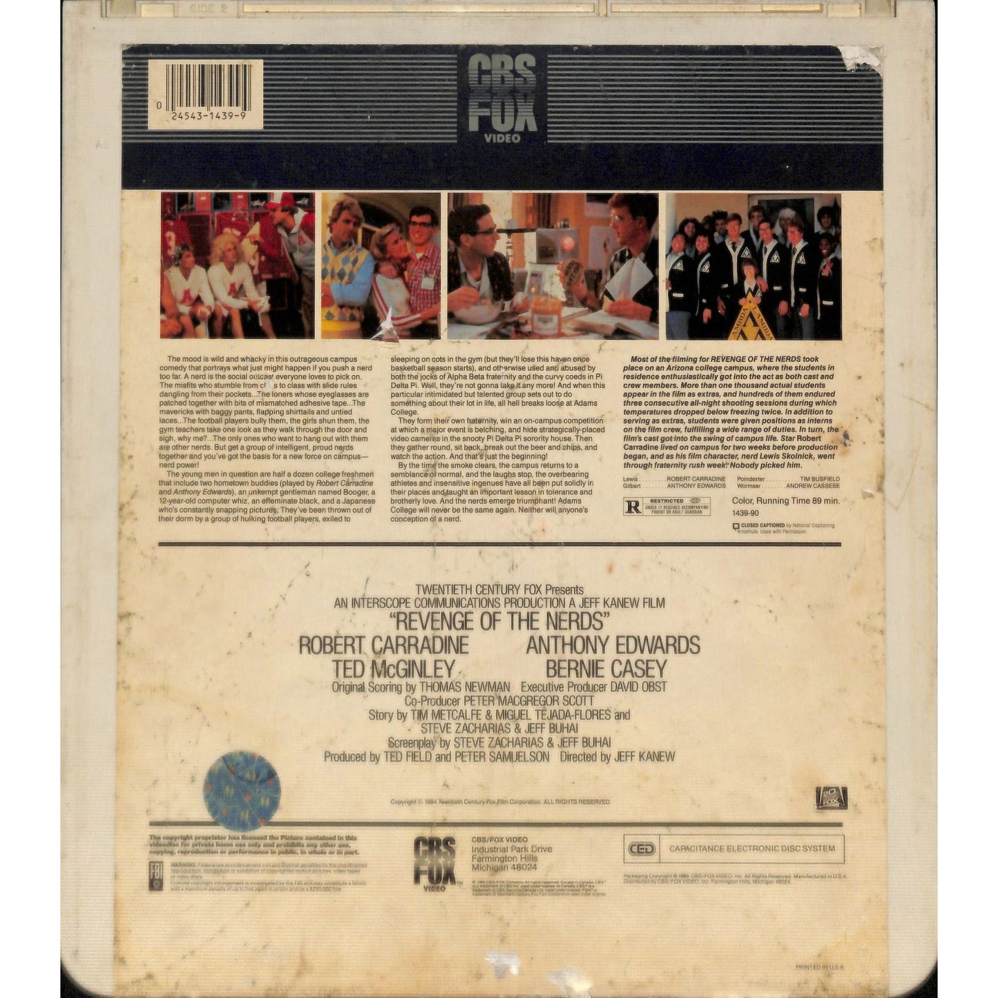 Revenge of the Nerds (1984) Vintage RCA CED Videodisc TESTED WORKING