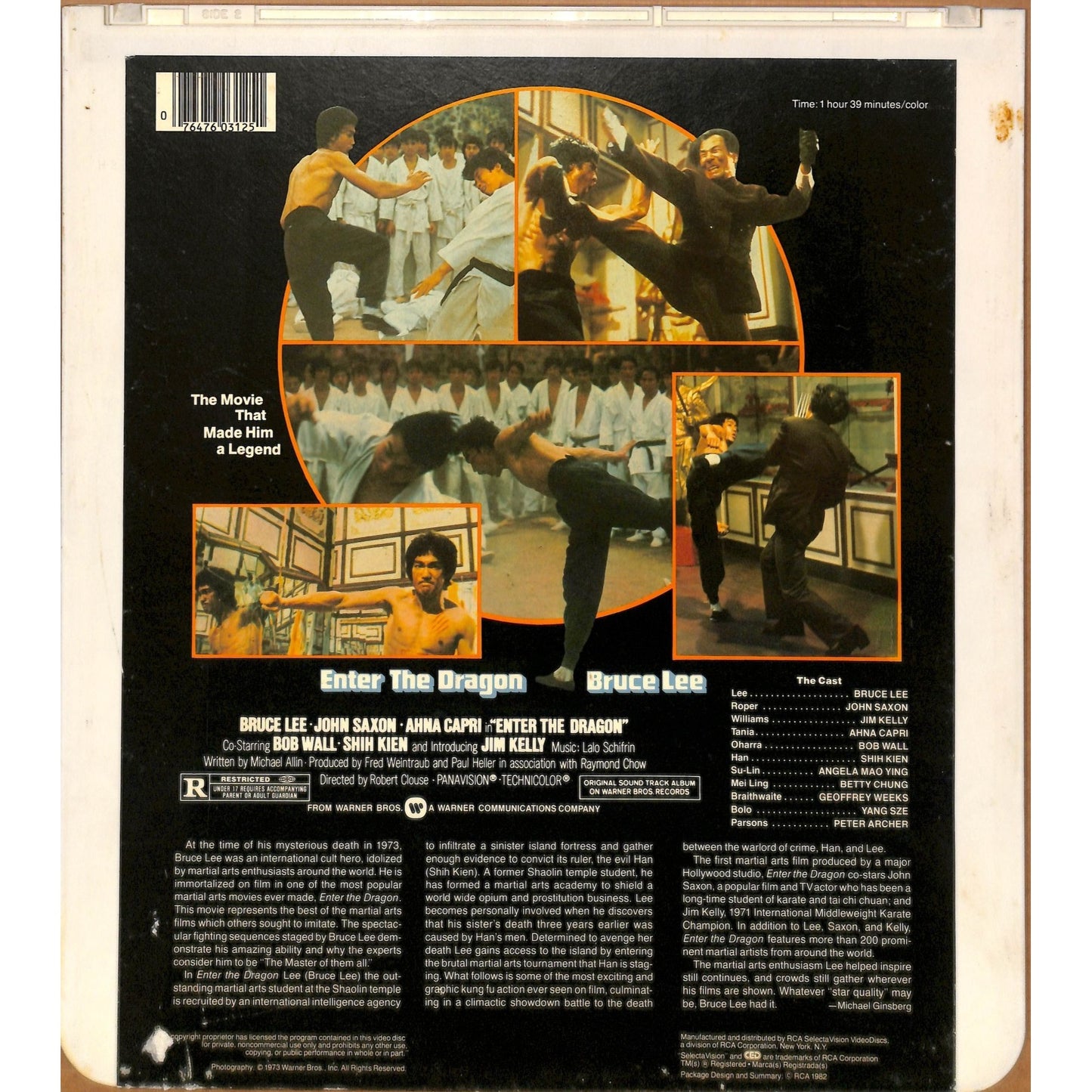 Enter The Dragon (1973) Vintage CED RCA SelectaVision Videodisc TESTED WORKING