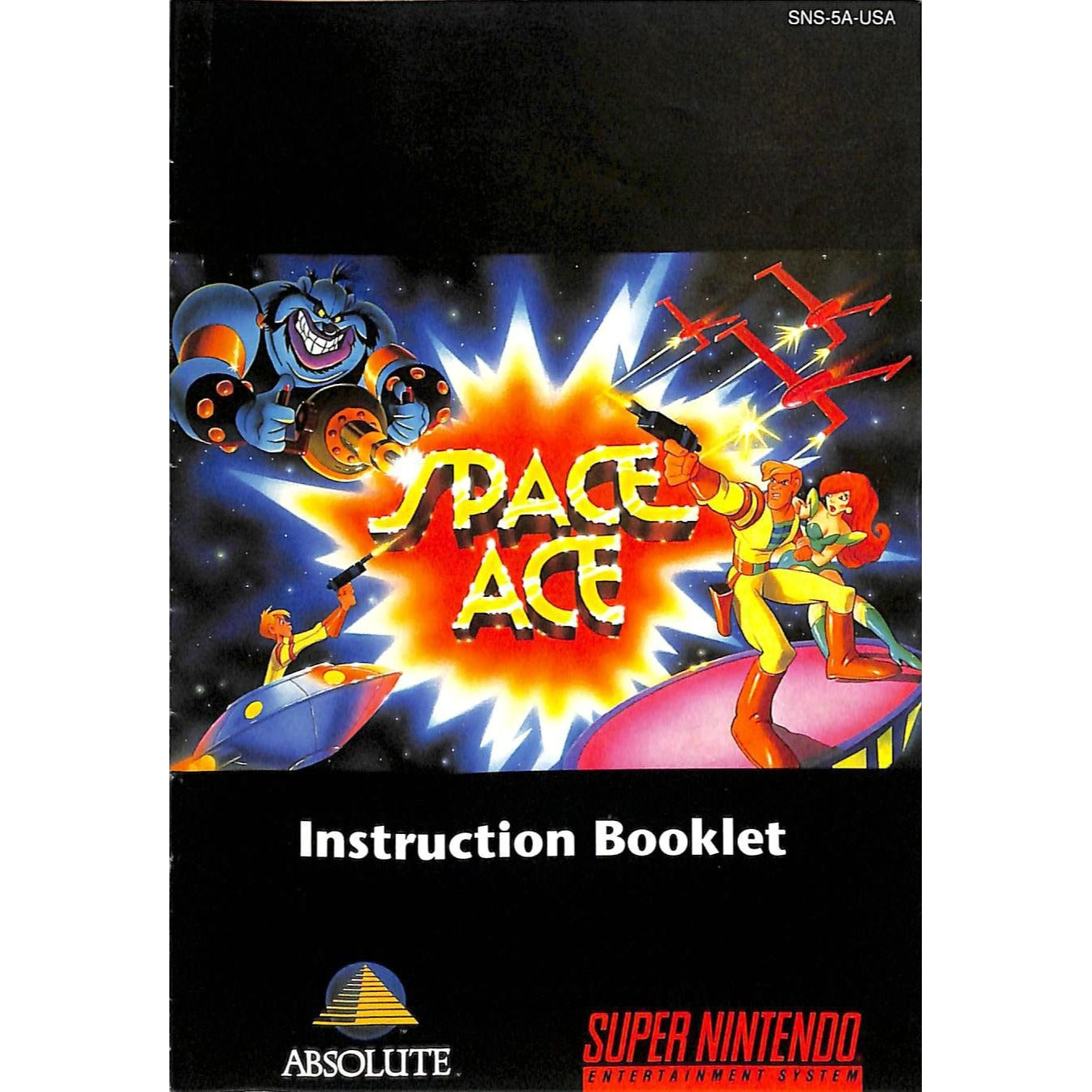 Space Ace (1994) Nintendo SNES Cartridge + Manual