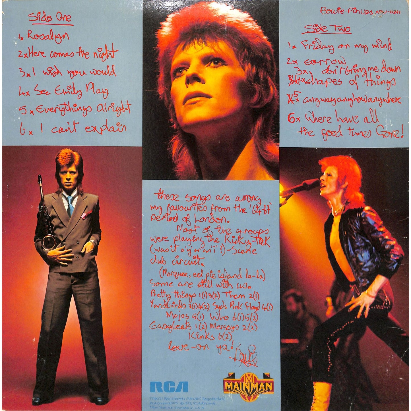 David Bowie - Pinups Vinyl Record APL1-0291