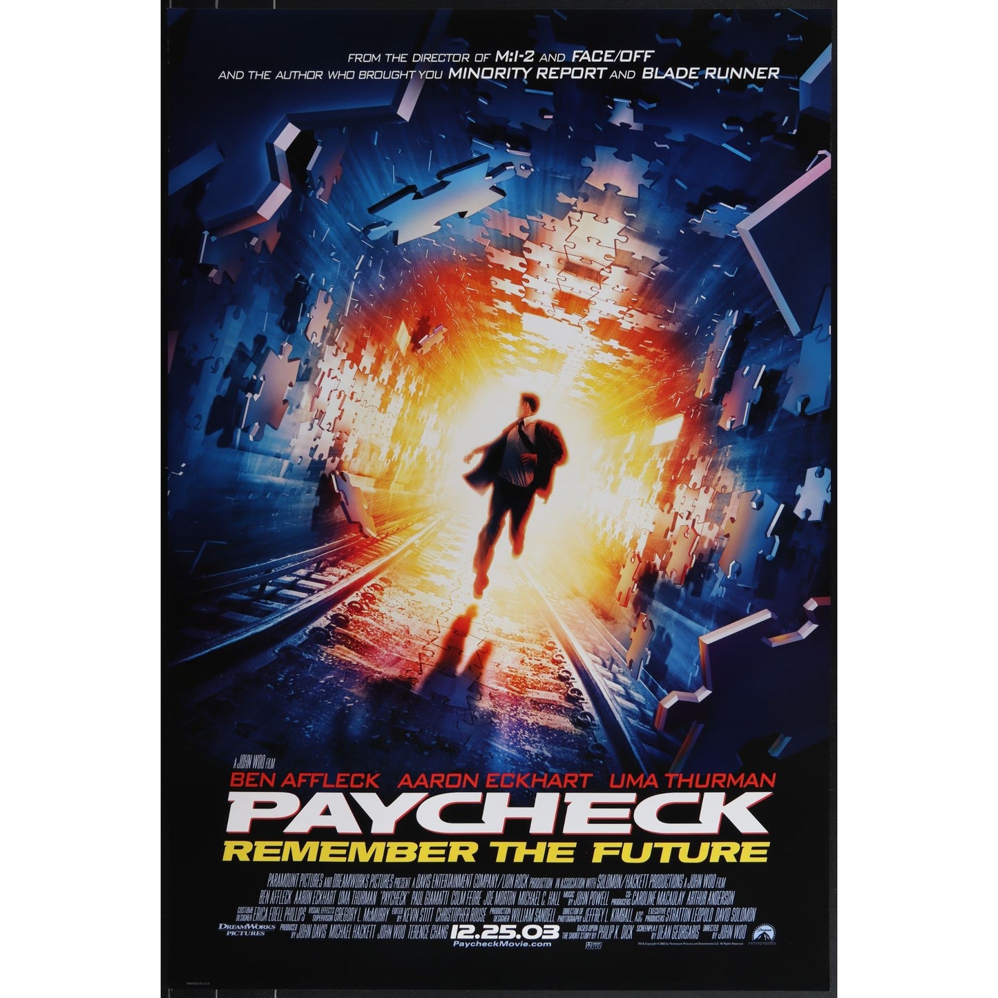 Paycheck (2003) Original Movie Poster Rolled 27x40