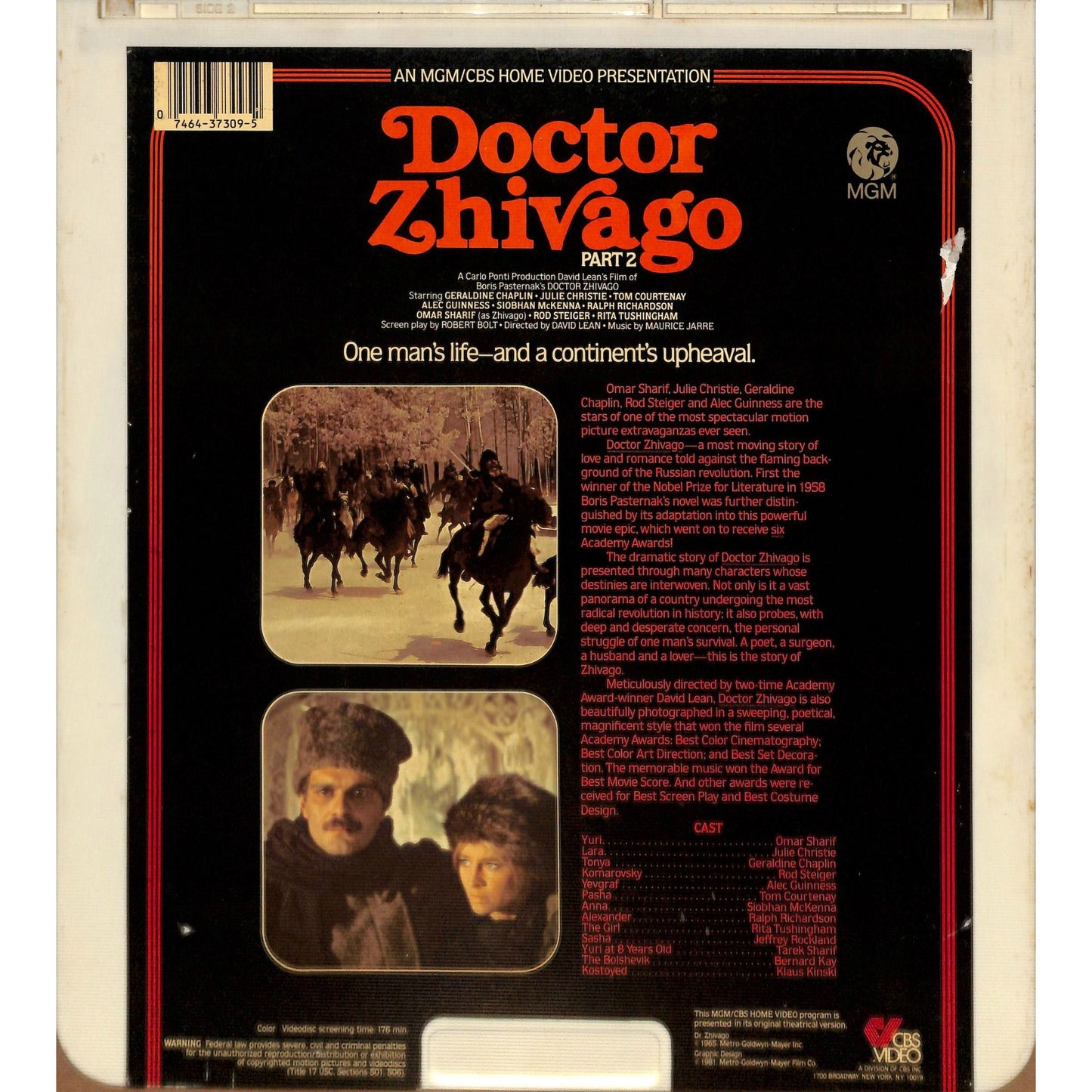 Doctor Zhivago Parts 1 & 2 (1965) Vintage CED Videodisc TESTED WORKING