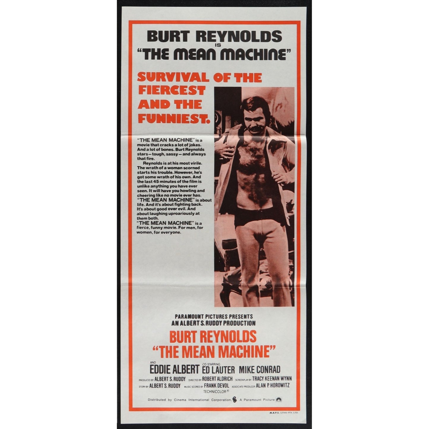 The Longest Yard (1974) Original Australian Daybill Poster Folded 13x30