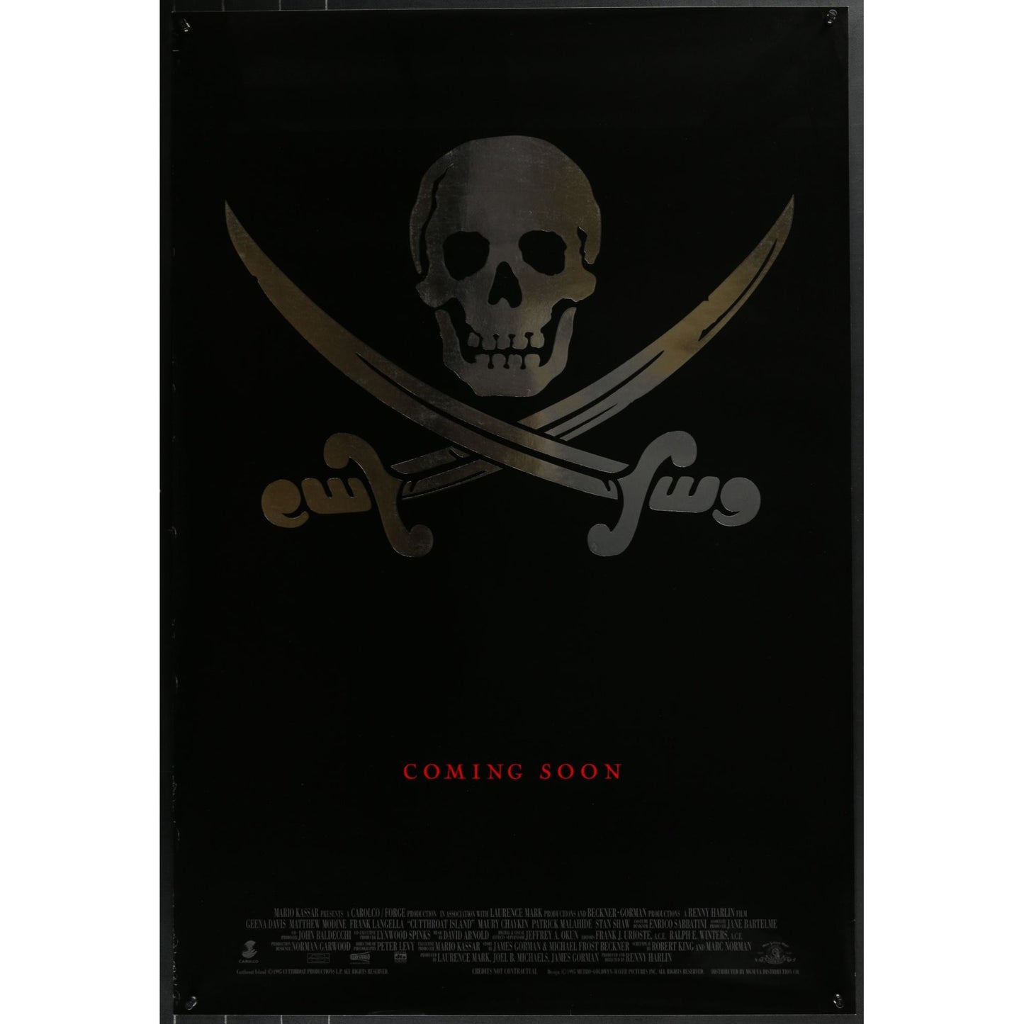 Cutthroat Island (1995) Original Double-sided Movie Poster Rolled 27x40