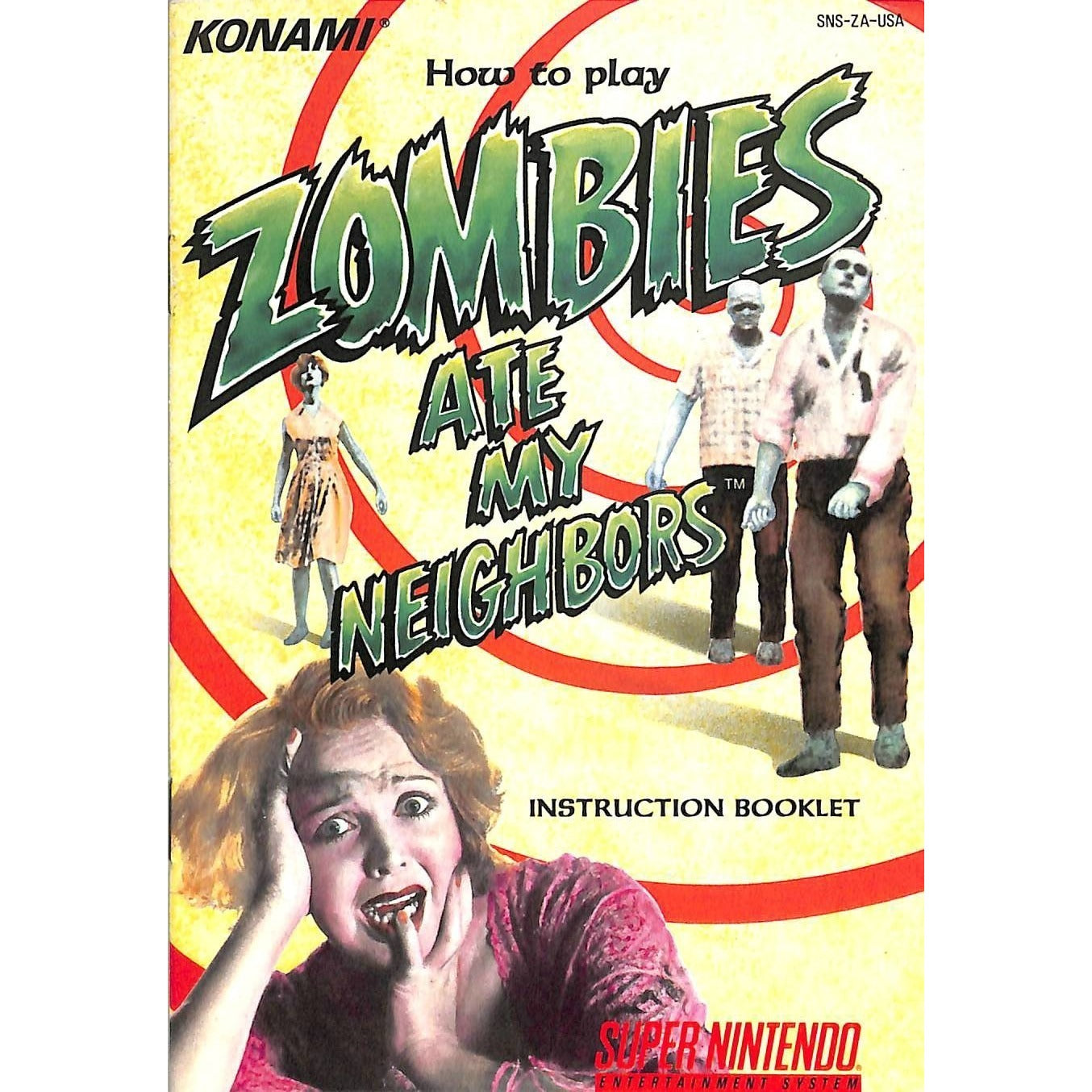 Zombies Ate My Neighbors (1993) Nintendo SNES Cartridge + Manual