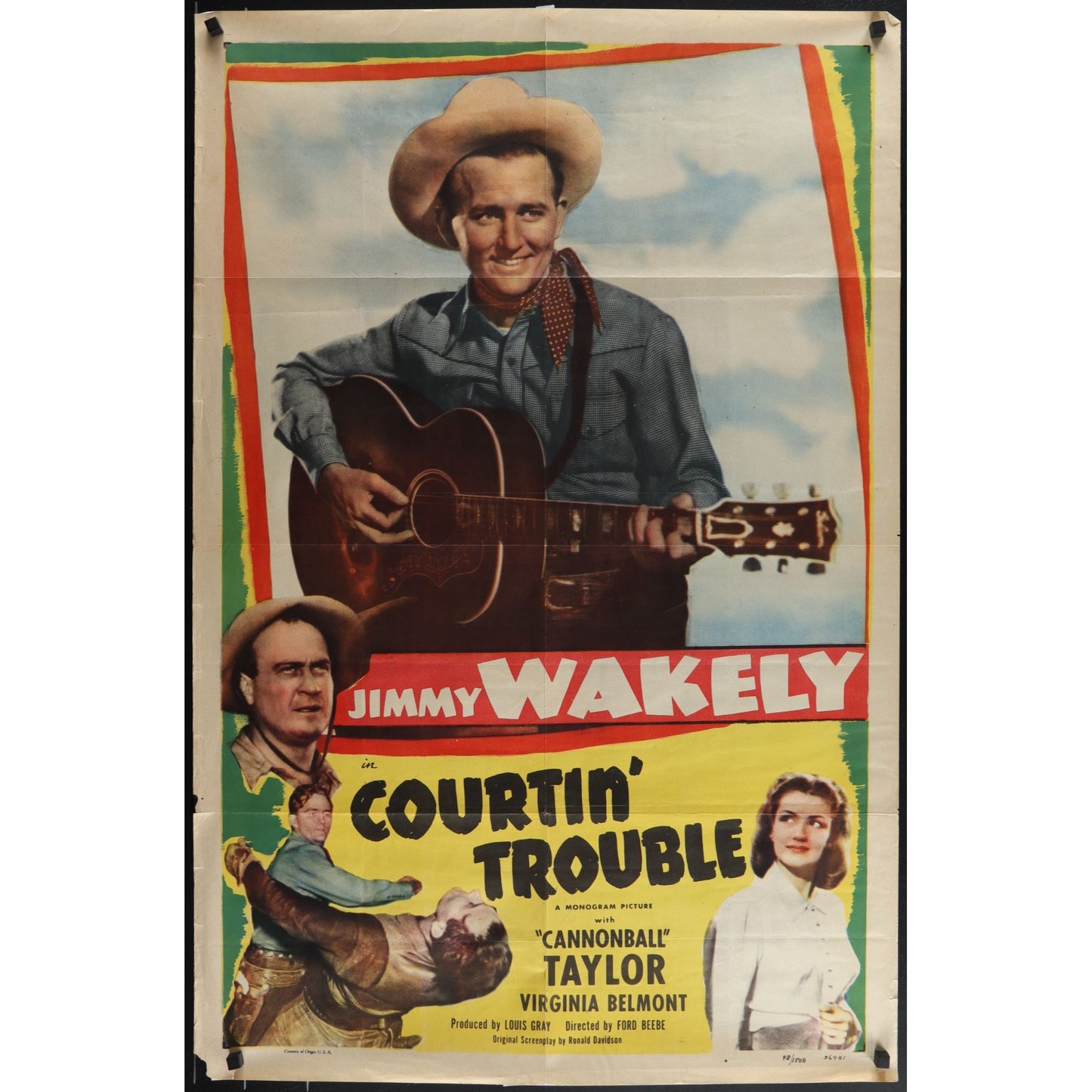 Courtin' Trouble (1948) Original Movie Poster Folded 27x41
