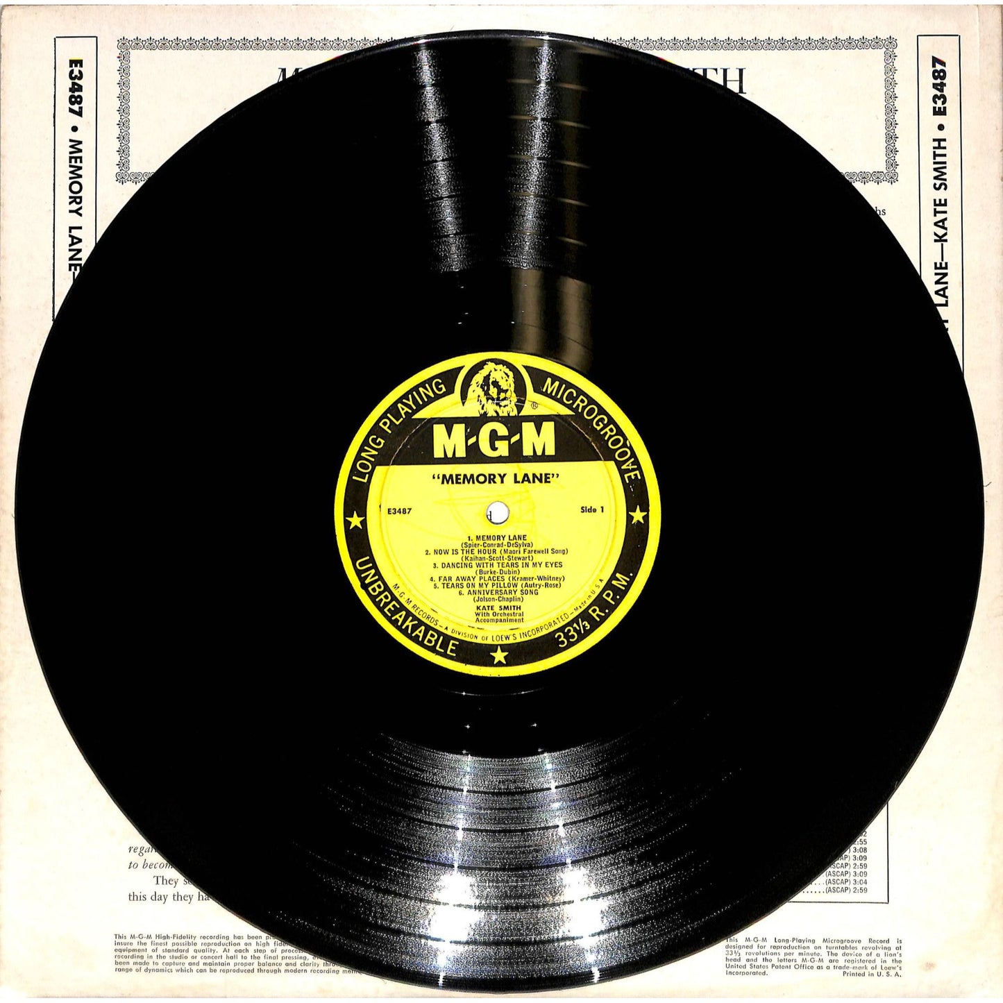 Kate Smith - Memory Lane Vinyl Record E-3487