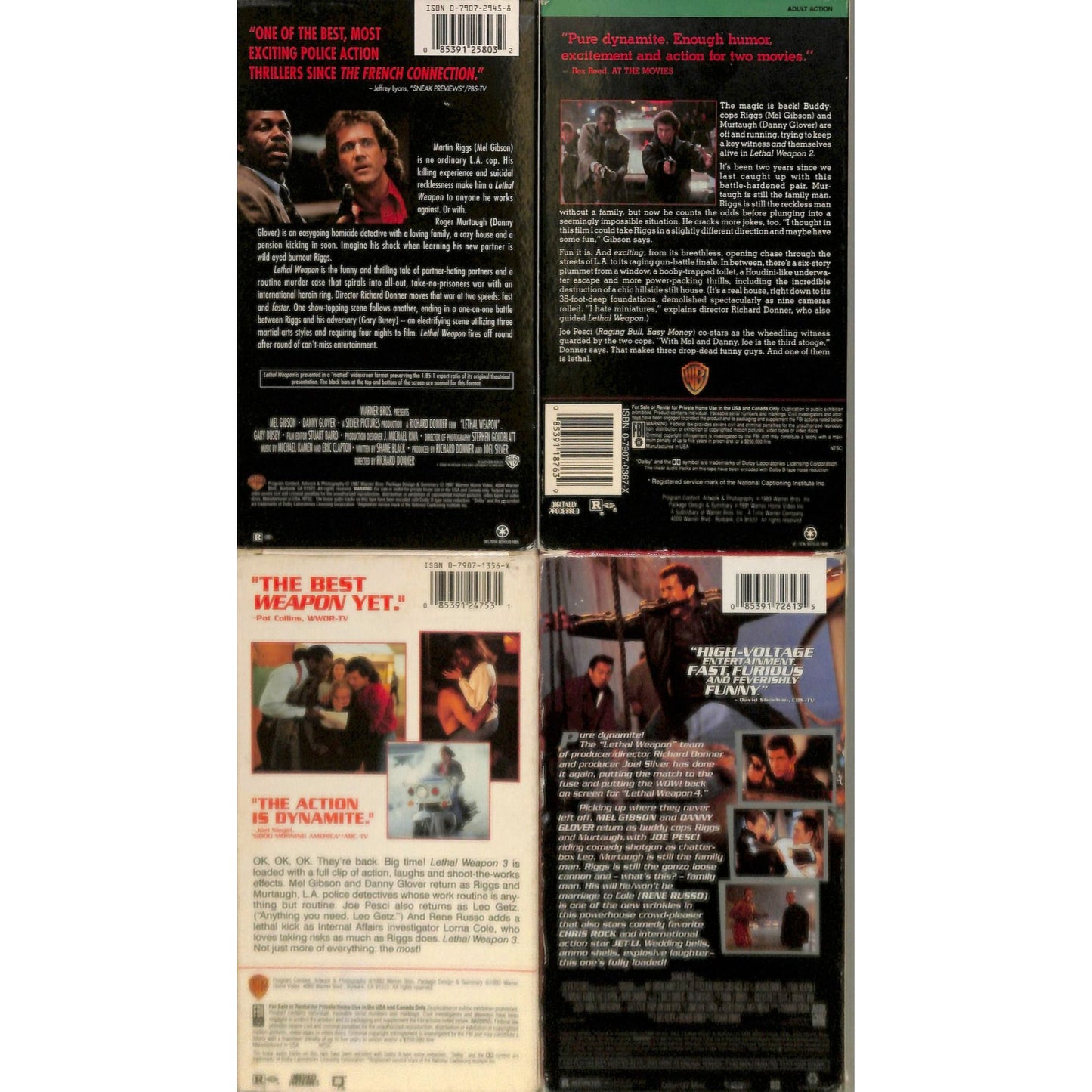 Lethal Weapon 1-4 VHS Tapes Collection