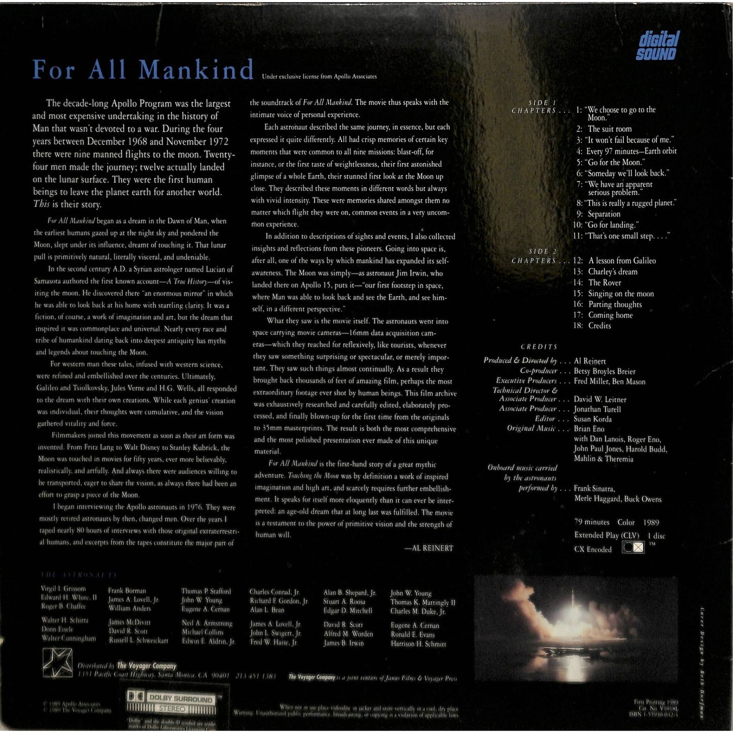 For All Mankind (1989) Laserdisc