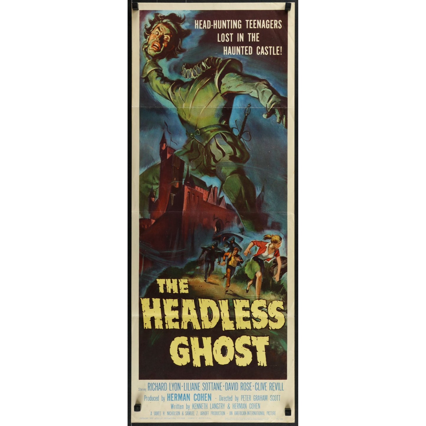 The Headless Ghost (1959) Original Insert Movie Poster 14x36