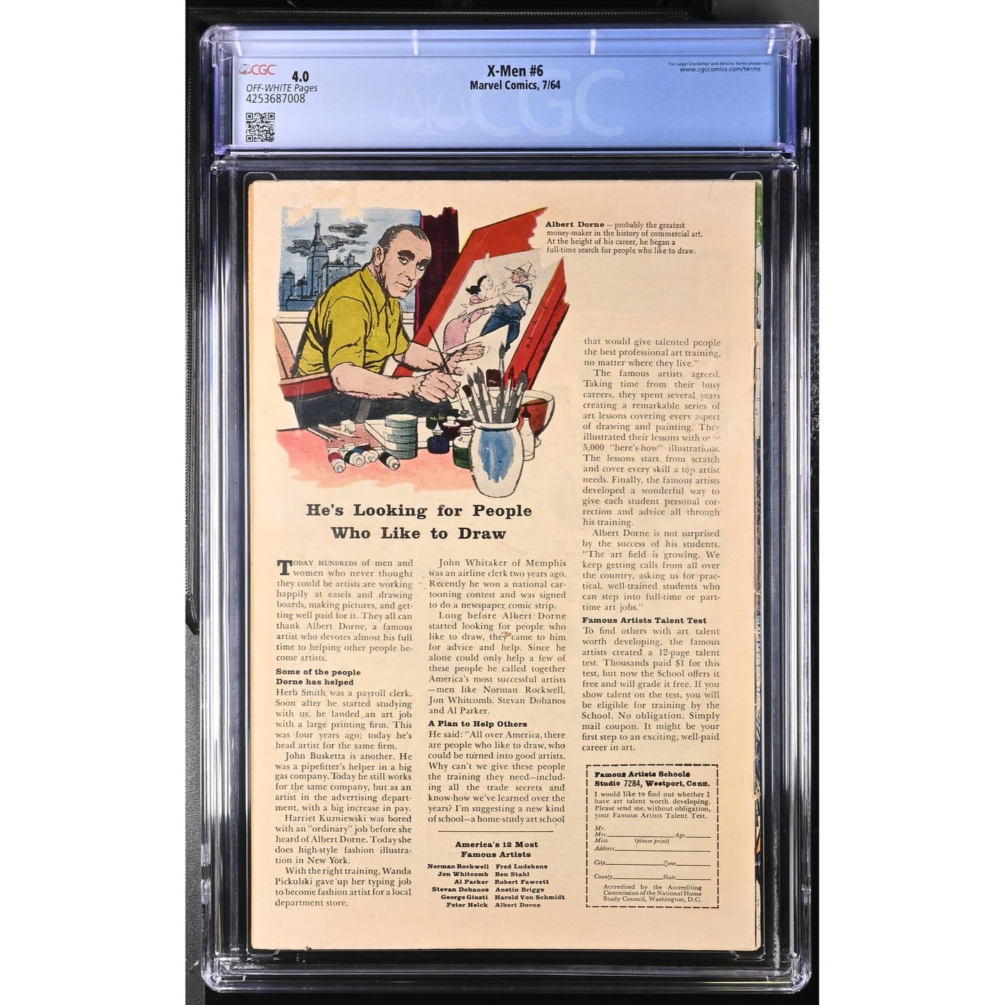 X-Men #6 (1964) CGC 4.0 Marvel Key Issue Sub-Mariner Appearance