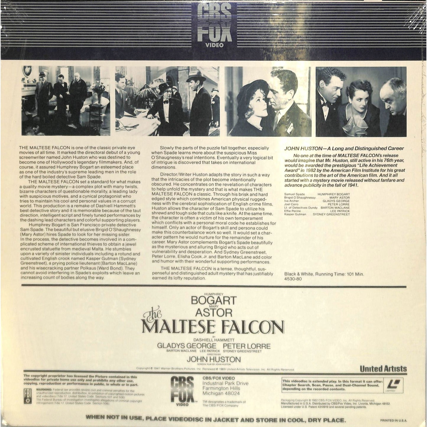 The Maltese Falcon (1941) Laserdisc