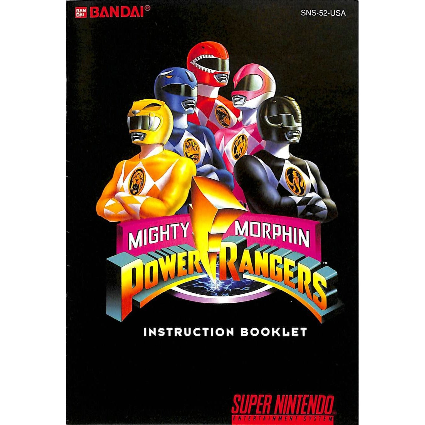 Mighty Morphin Power Rangers (1994) Nintendo SNES Cartridge + Manual