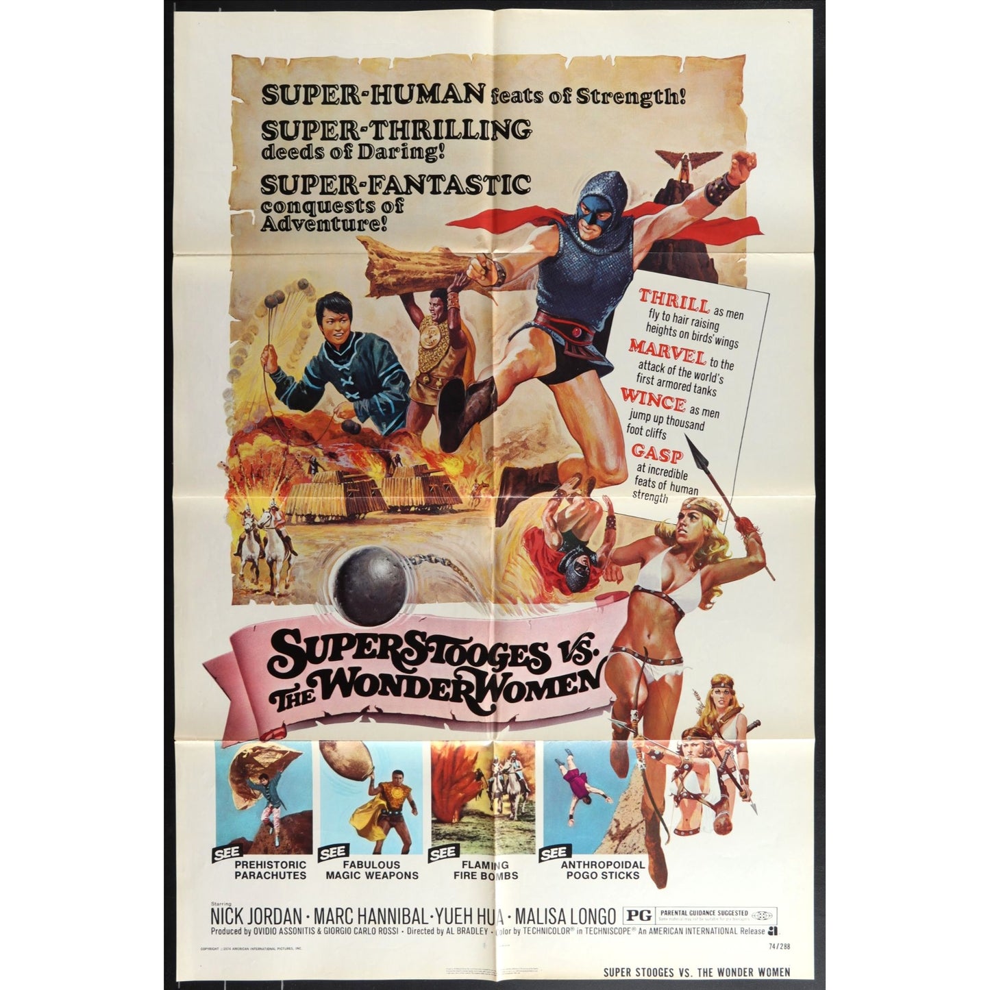 Super Stooges vs the Wonder Women (1974) Original Movie Poster Folded 27x41