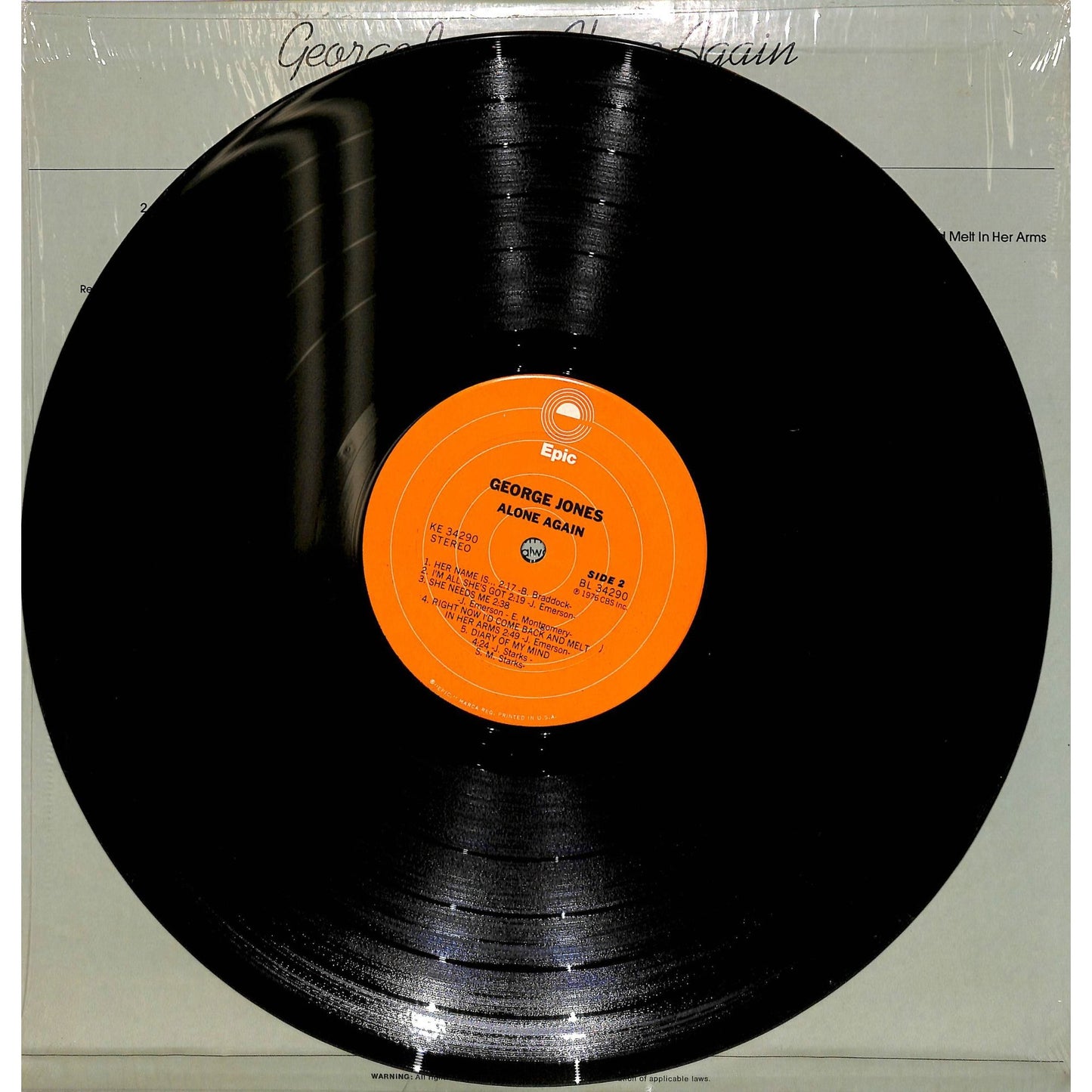 Geoge Jones - Alone Again Vinyl Record KE 34290