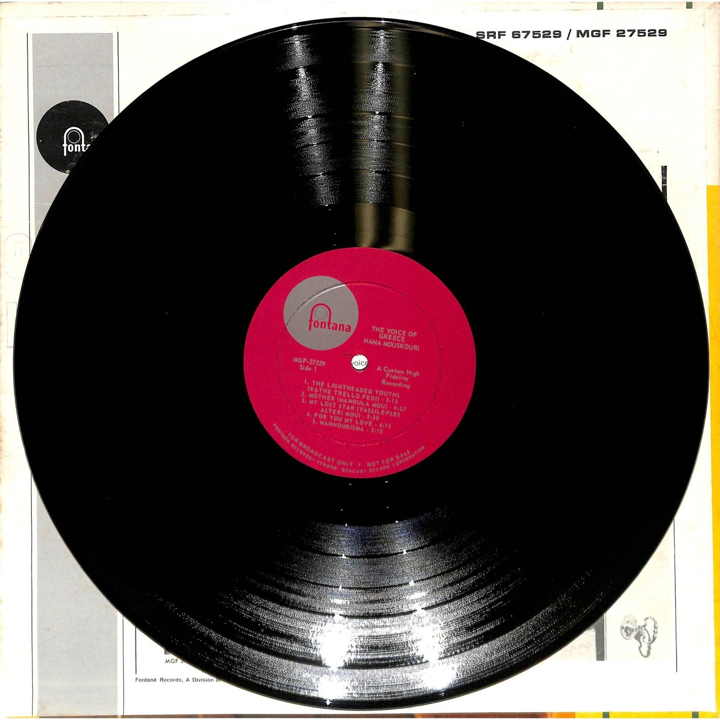 Nana Mouskouri - The Voice of Greece (1964) Promo Vinyl Record MGF-27529