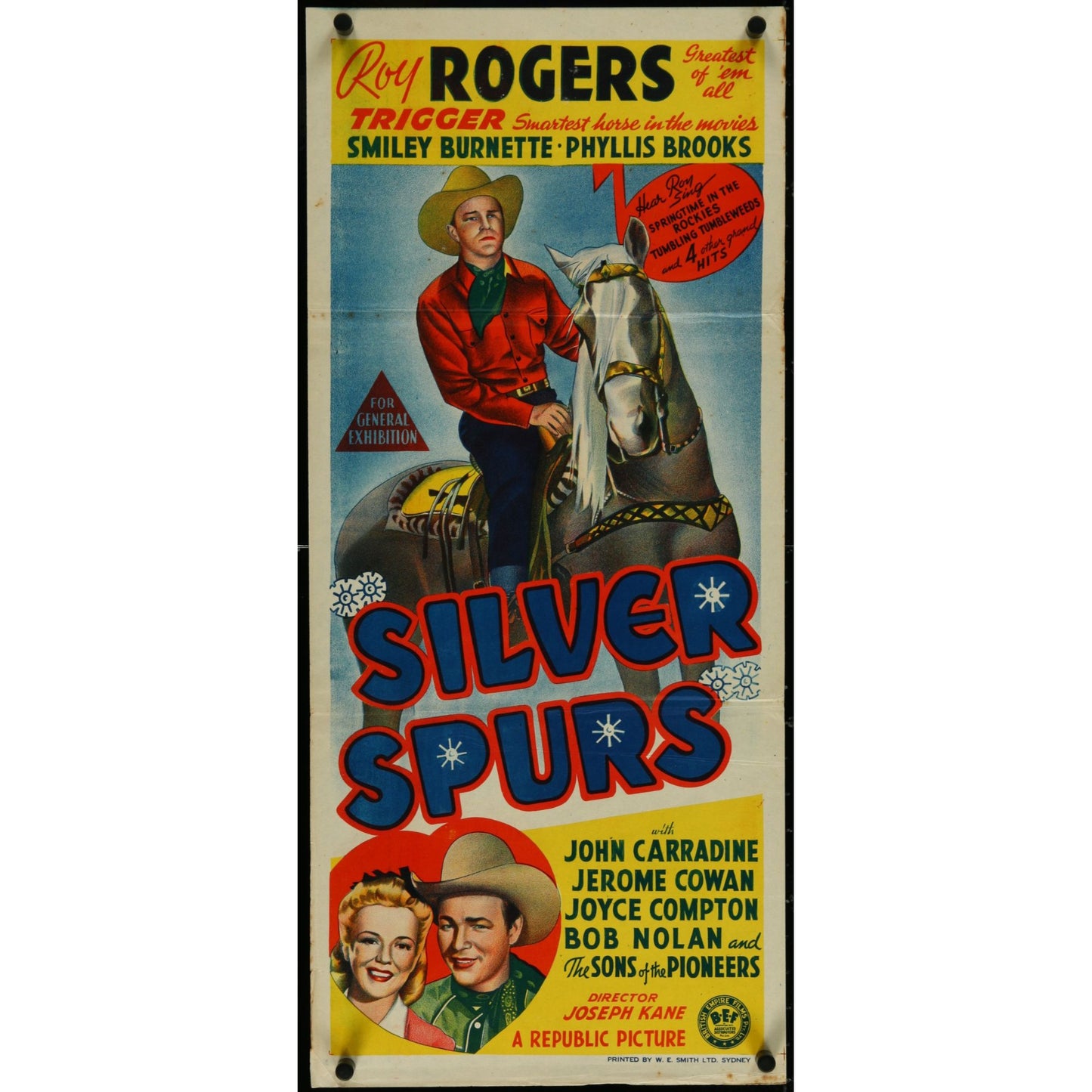 Silver Spurs (1943) Original Movie Poster 13 1/2" x 29 3/4" Roy Rogers