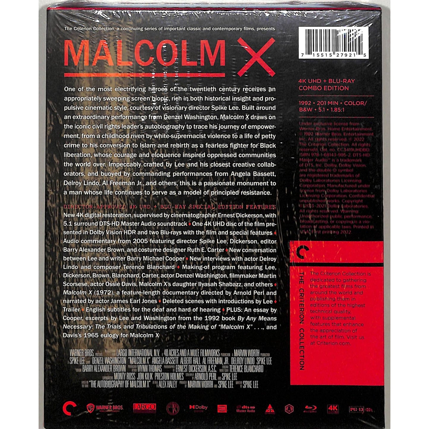 Malcom X (1992) The Criterion Collection Sealed but with Shrink-wrap Damage