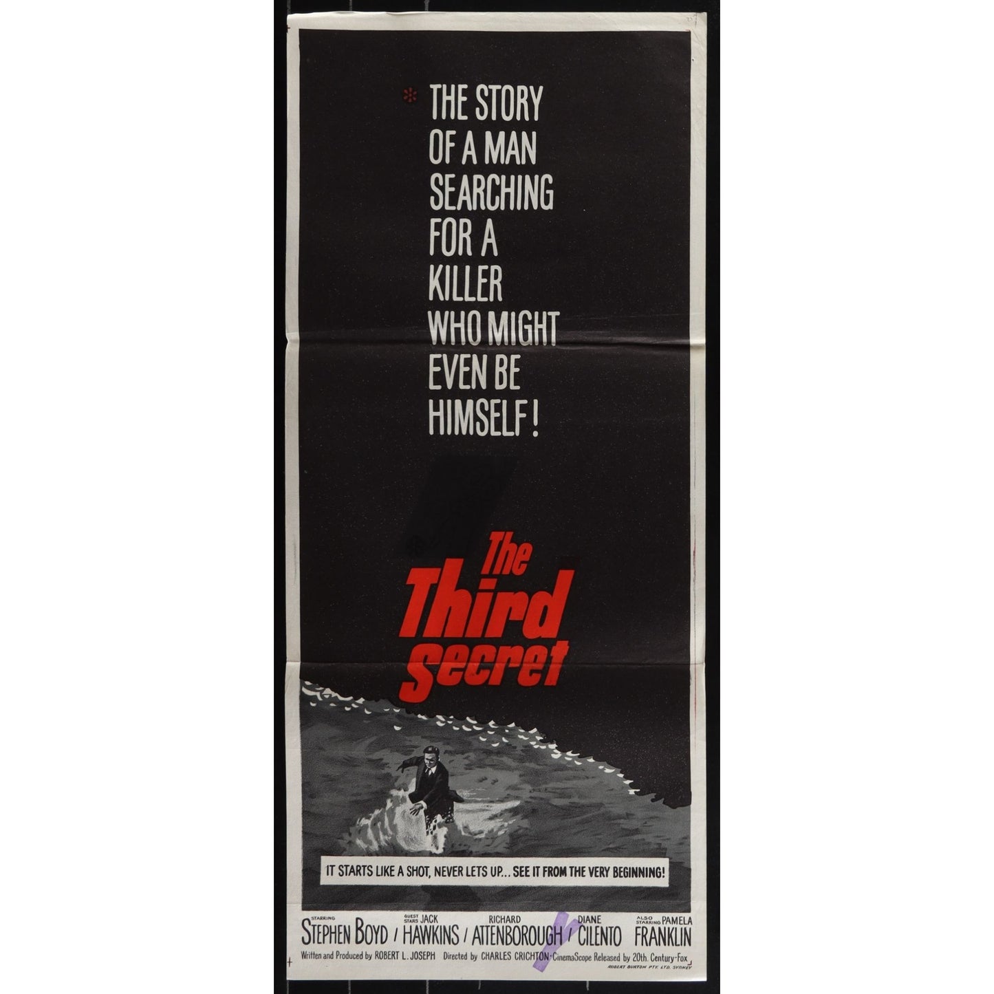 The Third Secret (1964) Original Australian Daybill Movie Poster Folded 13x30