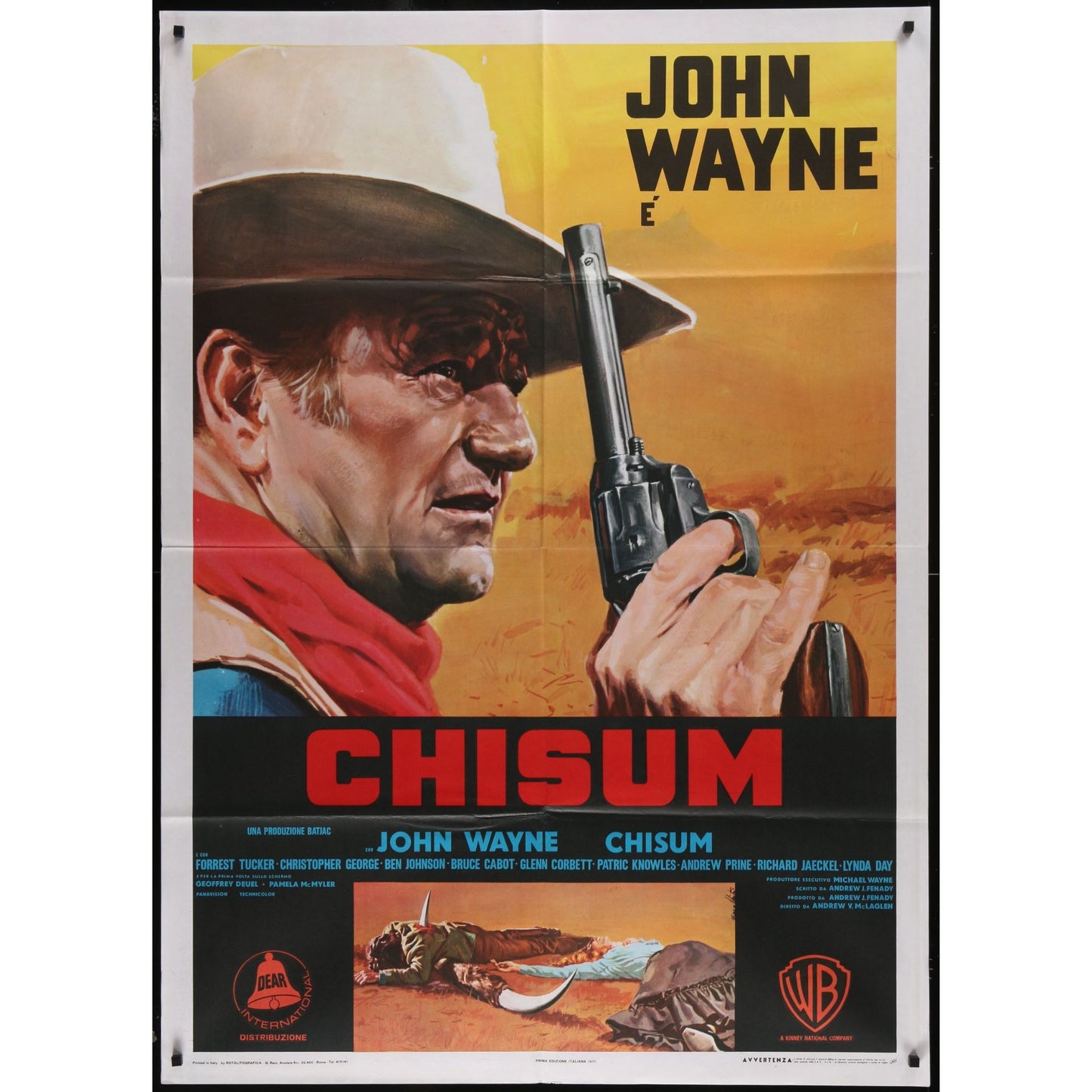 Chisum (1970) Original Italian 1-P Movie Poster 39x55