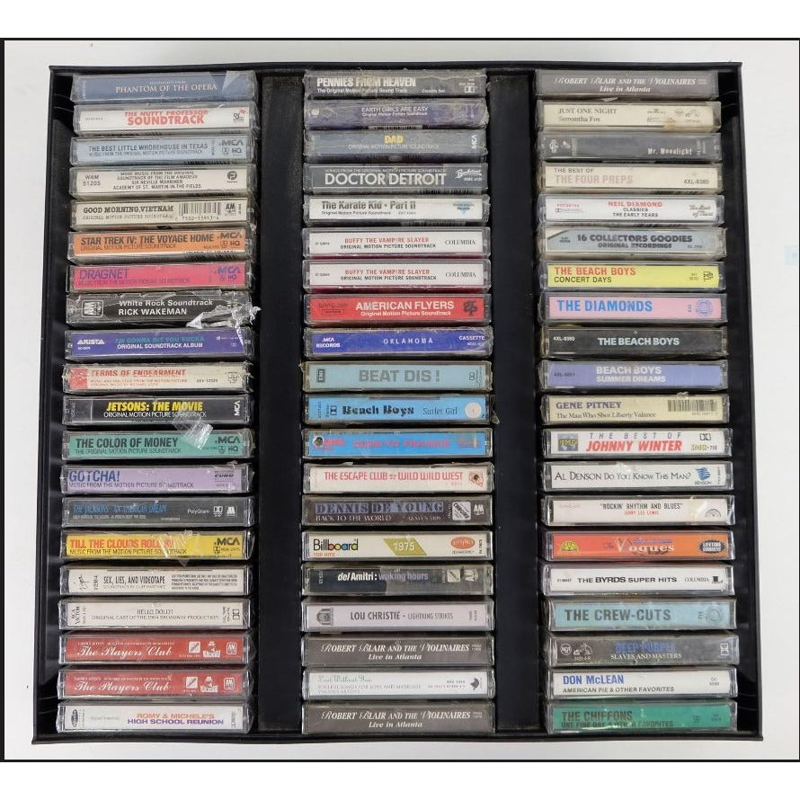 Lot of 60 Brand New Sealed Cassette Tapes & Tray