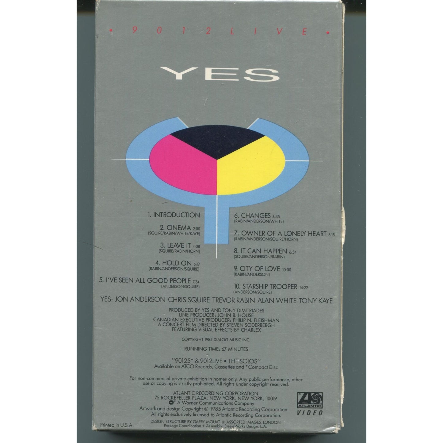 YES - 9012 (1985) Live Concert VHS Tape