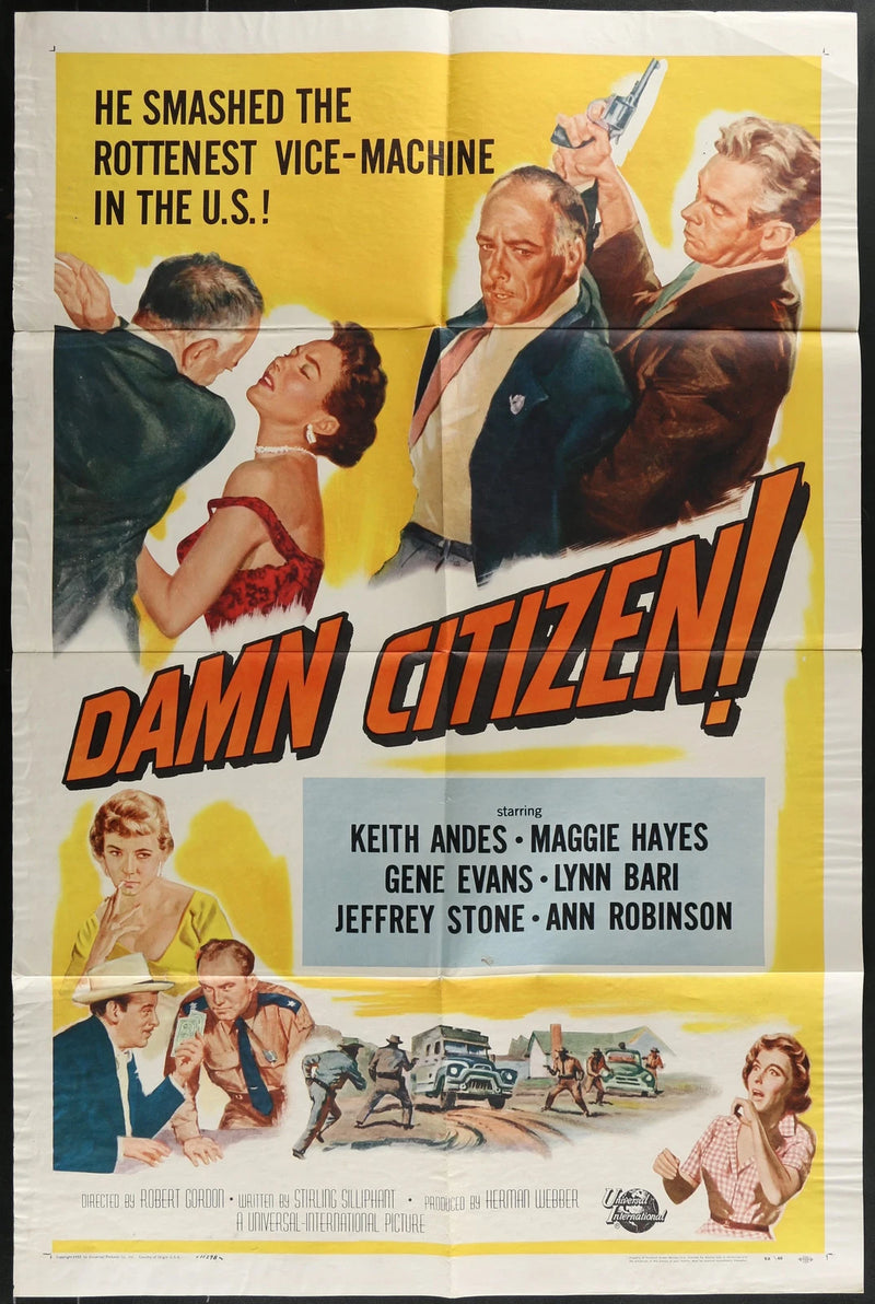 Damn Citizen! 1958 Original Movie Poster 27x41 Crime Drama