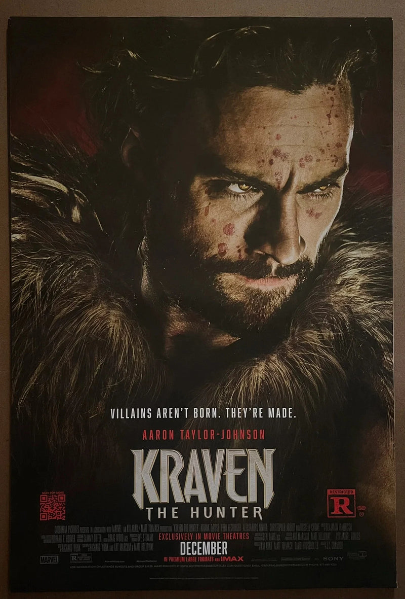 Kraven The Hunter 2024 Marvel US One-Sheet Rolled 27x40 Aaron Taylor-Johnson